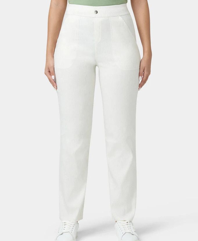 Other Hue U24382 Linen Straight Leg Pants Off White ( M ) Size 30" / US 8 / IT 44 - 1 Thumbnail
