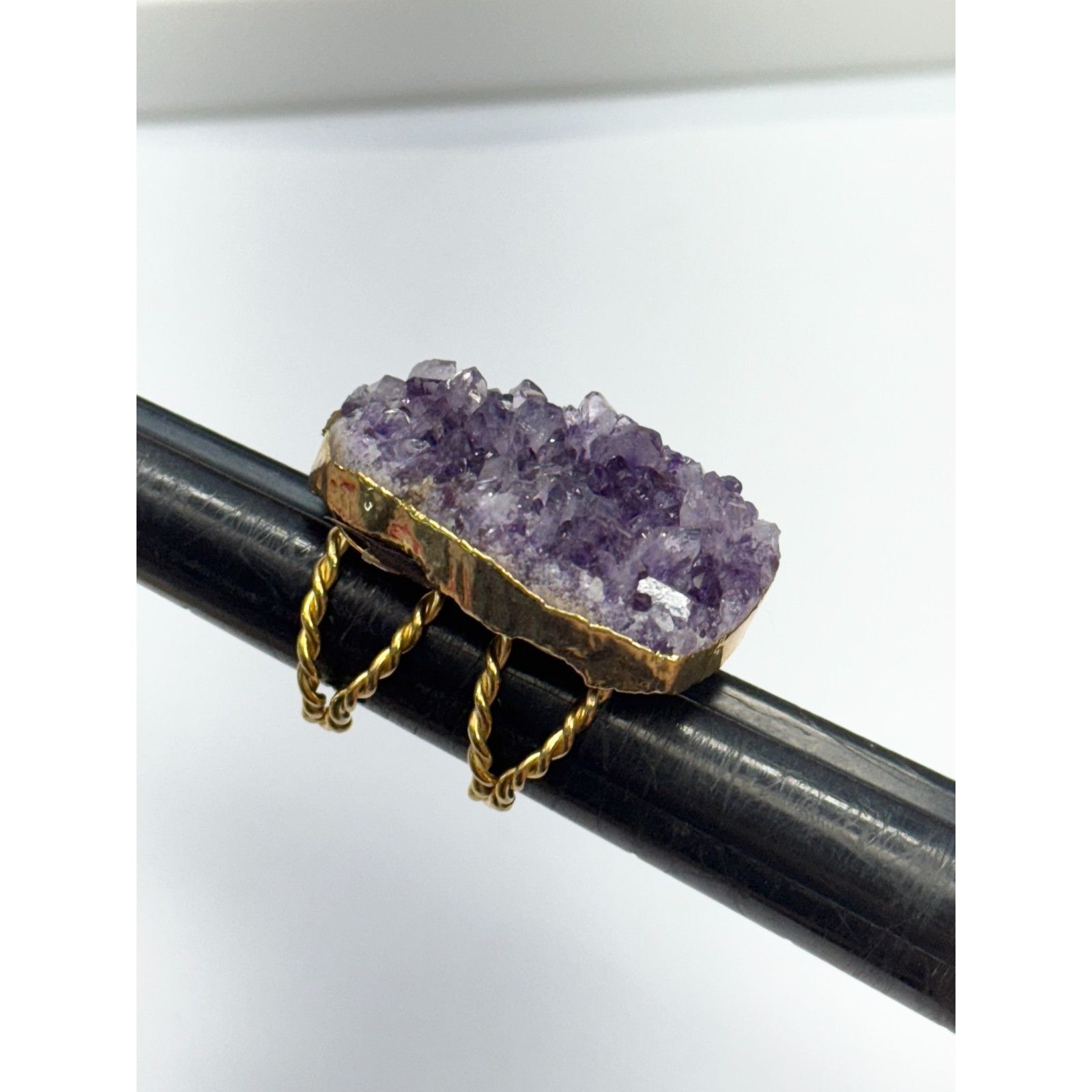 Vintage Vintage amethyst druzy purple stone adjustable ring Size ONE SIZE - 6 Thumbnail