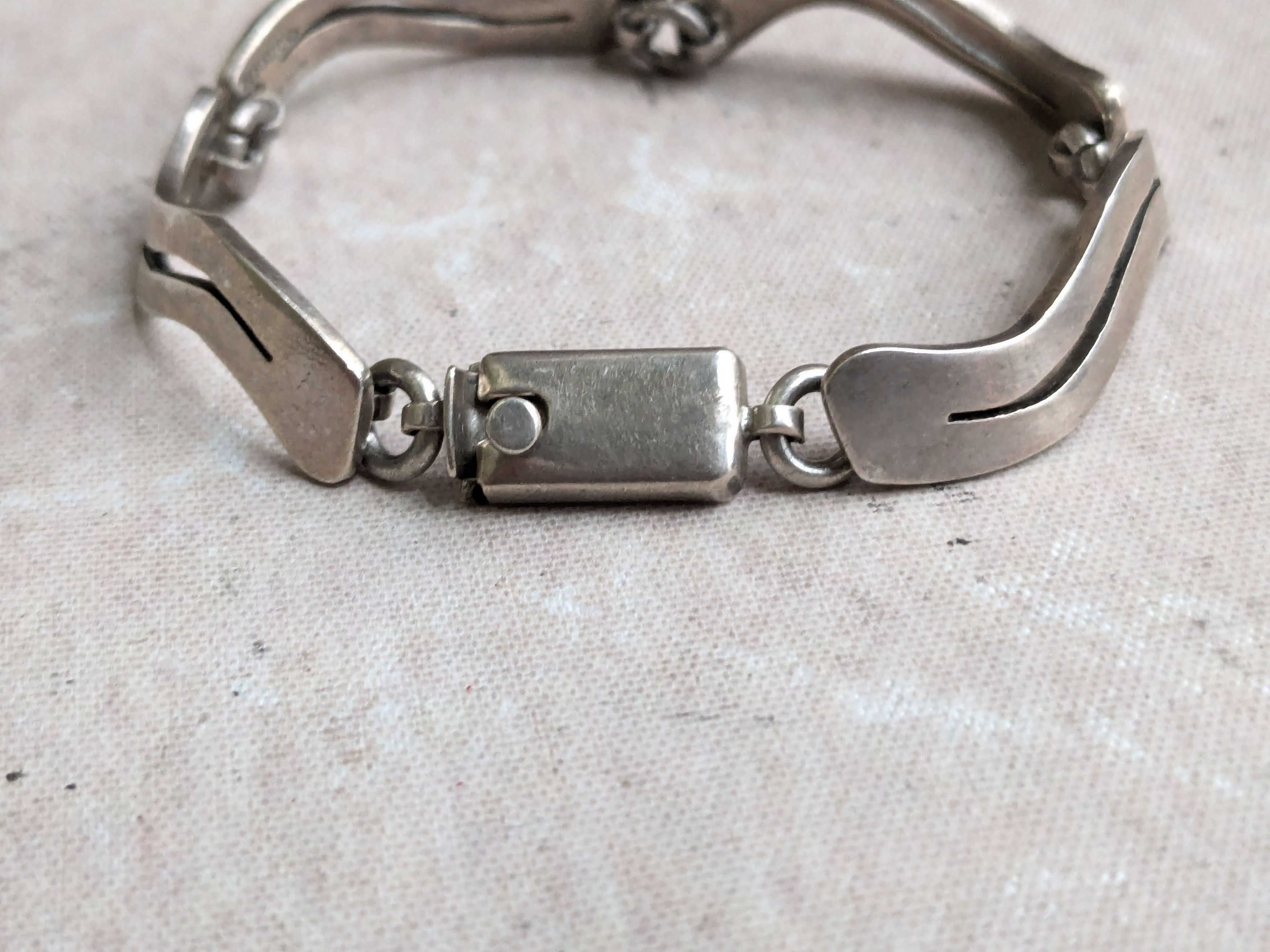 Jewelry Vintage Sterling Silver Bracelet Wavy Taxco 7.25" Size ONE SIZE - 3 Thumbnail