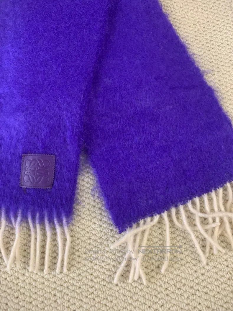 Loewe Loewe Purple mohair cashmere fringe scarf Size ONE SIZE - 3 Thumbnail