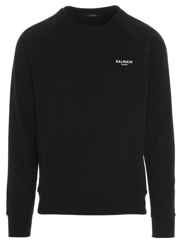 Balmain o1s1wg110925 Flocked Logo Sweatshirt in Black Size US XL / EU 56 / 4 - 1 Thumbnail