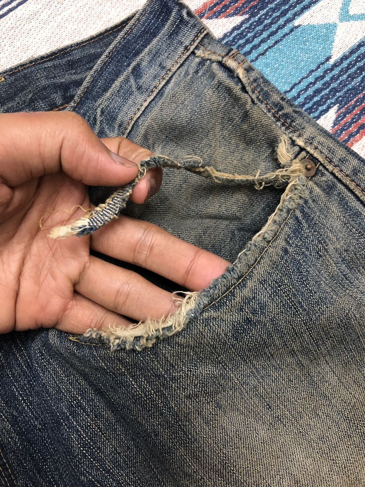 Edwin WIDE LEG RUSTY DAMAGED DISTRESSED SELVEDGE DENIM BY EDWIN Size US 38 / EU 54 - 9 Thumbnail