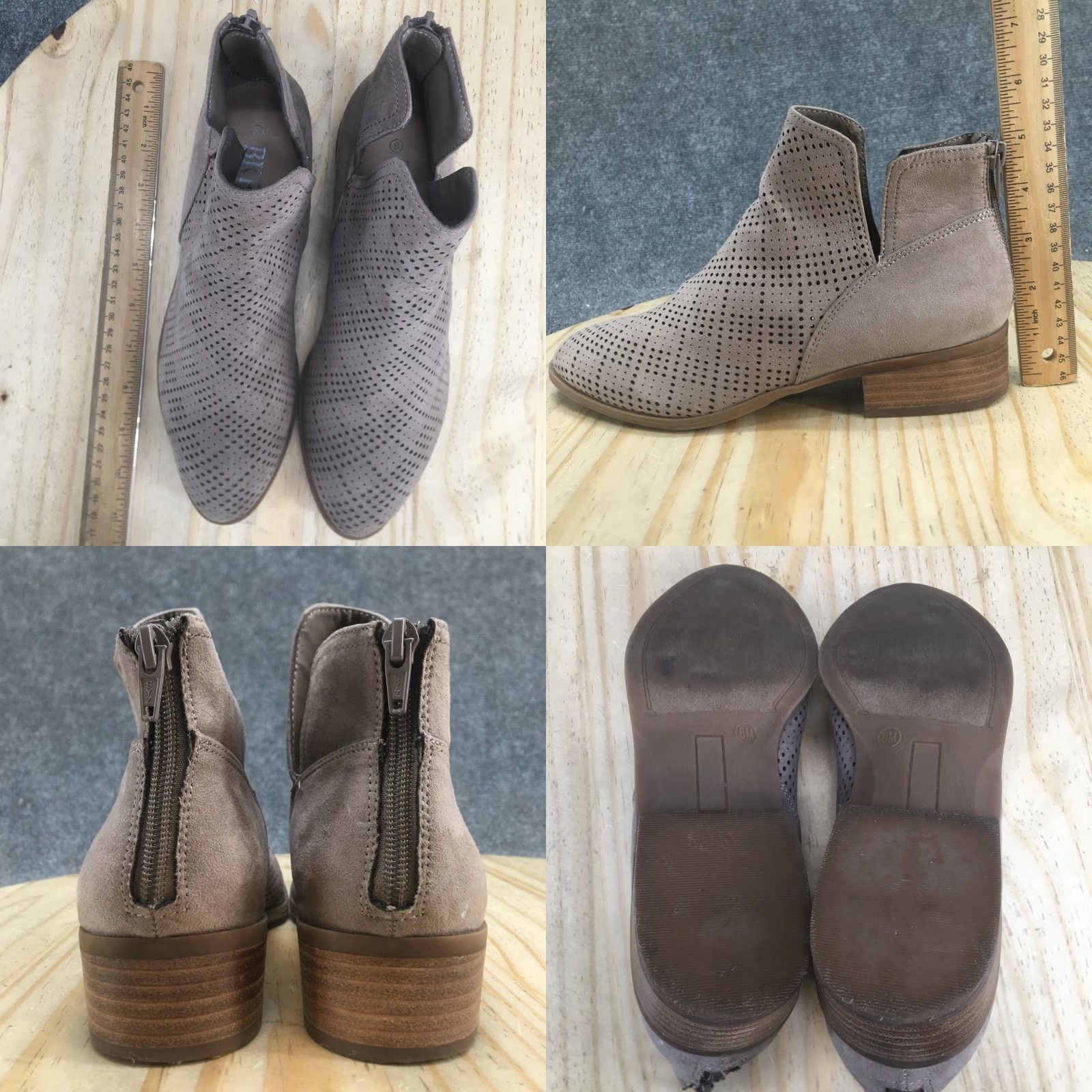 BKE BKE Boots Women Ankle Bootie Brown Perforated Casual Round Toe Block Heel Shoes 8 US Menus Womens Size US 8 / IT 38 - 8 Thumbnail