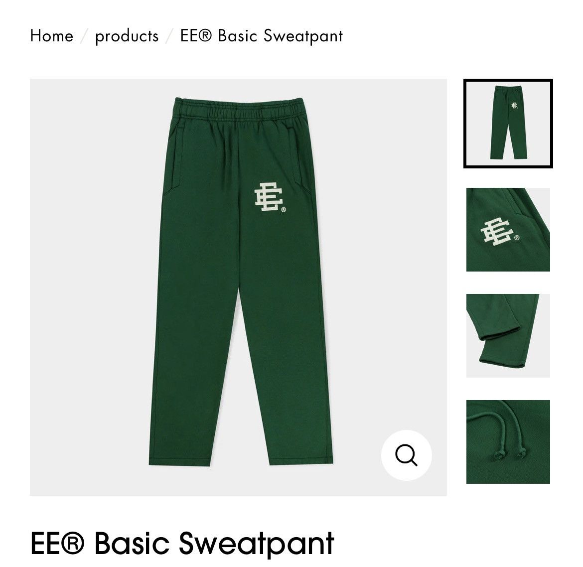 image of Eric Emanuel Green W White Ee Sweatpants No Cuff Large, Men's (Size 32)