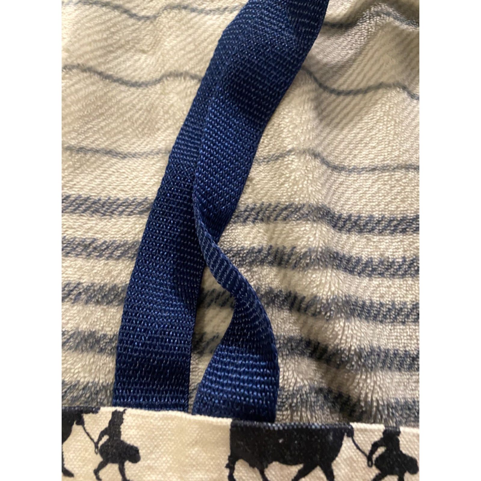 Bell VINTAGE Cotton Tote Bag Purse Ivory Navy Print Bell Ice Cream Blue 1980s Tote & Shopper Womens Men?? Size ONE SIZE - 5 Thumbnail