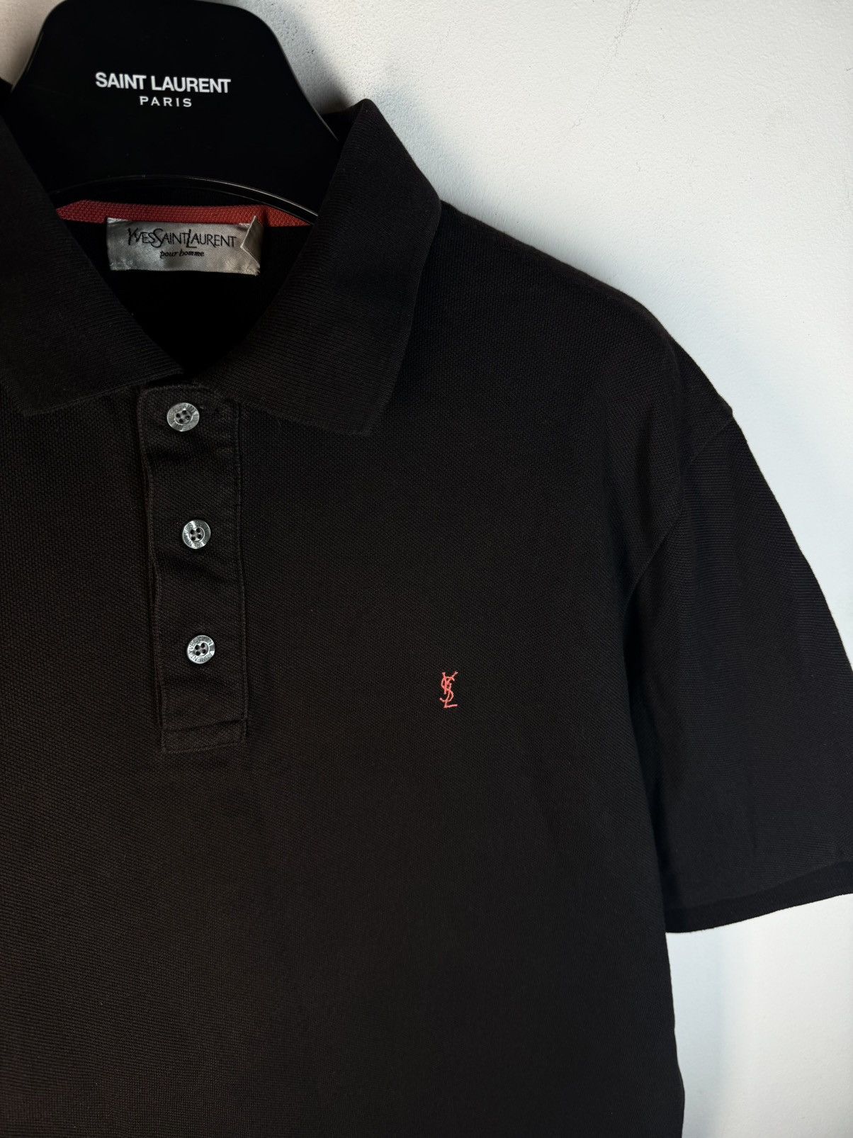 Yves Saint Laurent YSL Yves Saint Laurent Solid Black SS Cotton