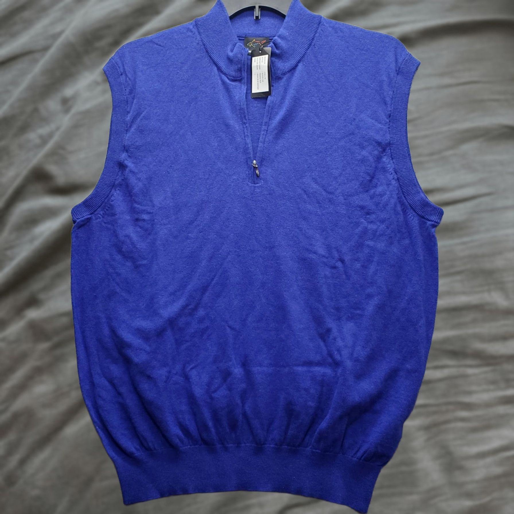Vintage Greg Norman Mens 1/4 Zip Sweater Vest Blue Knit Golf Pullover L Size US L / EU 52-54 / 3 - 1 Thumbnail