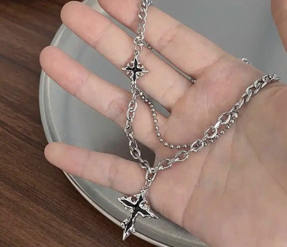 Jewelry Punk Black Flame Cross Necklace Size ONE SIZE - 3 Thumbnail