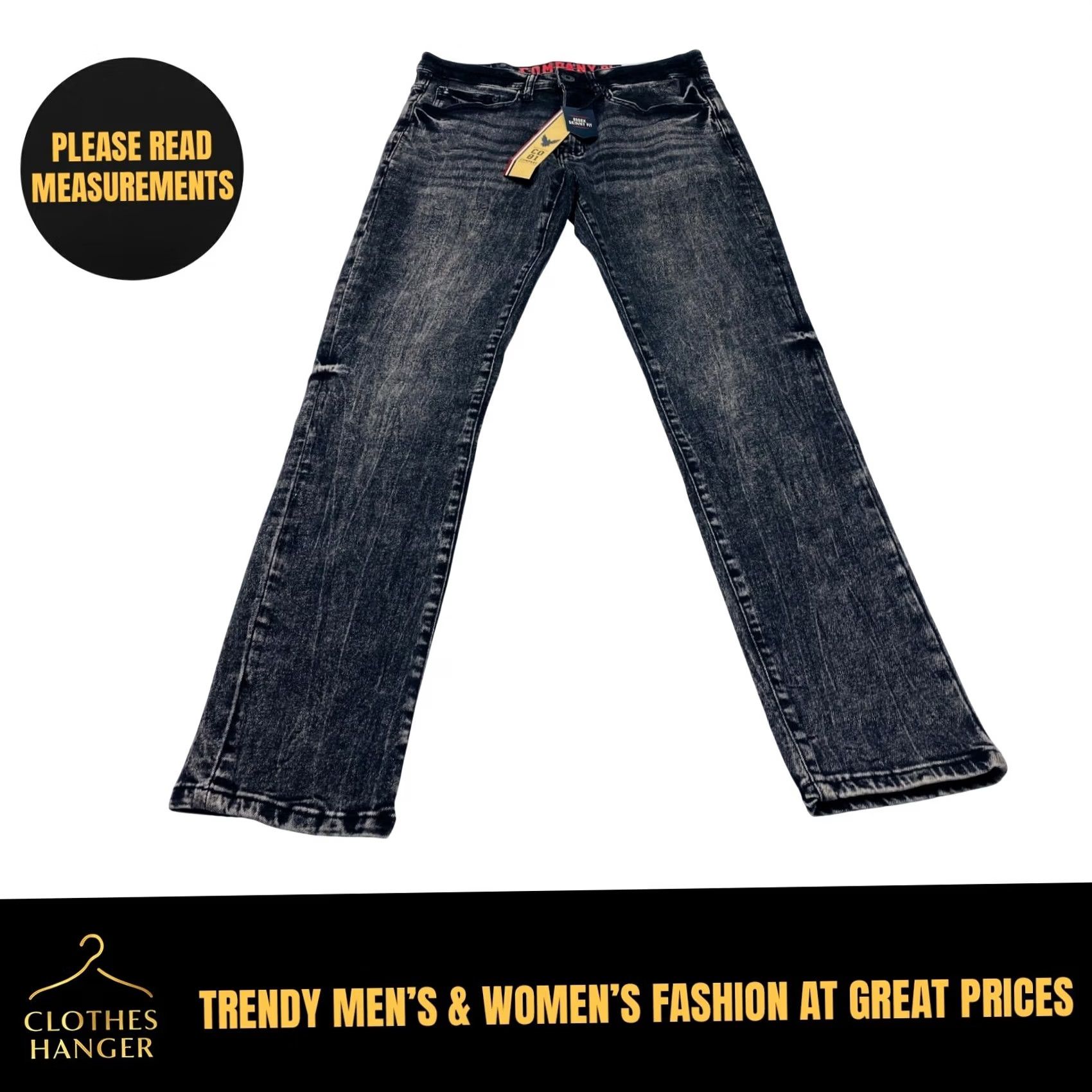 Denime Company 81 Jeans Mens 29x30 Black Denim Cotton Straight 90s Stretch Y2K NEW Size US 29 - 2 Thumbnail