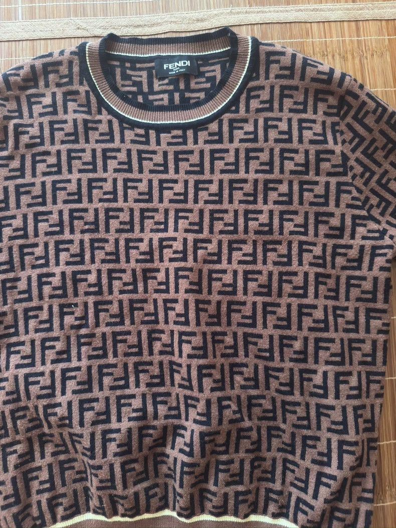 Fendi FENDI Classic FF logo long-sleeve T-shirt, brown with blac Size US S / EU 44-46 / 1 - 2 Thumbnail