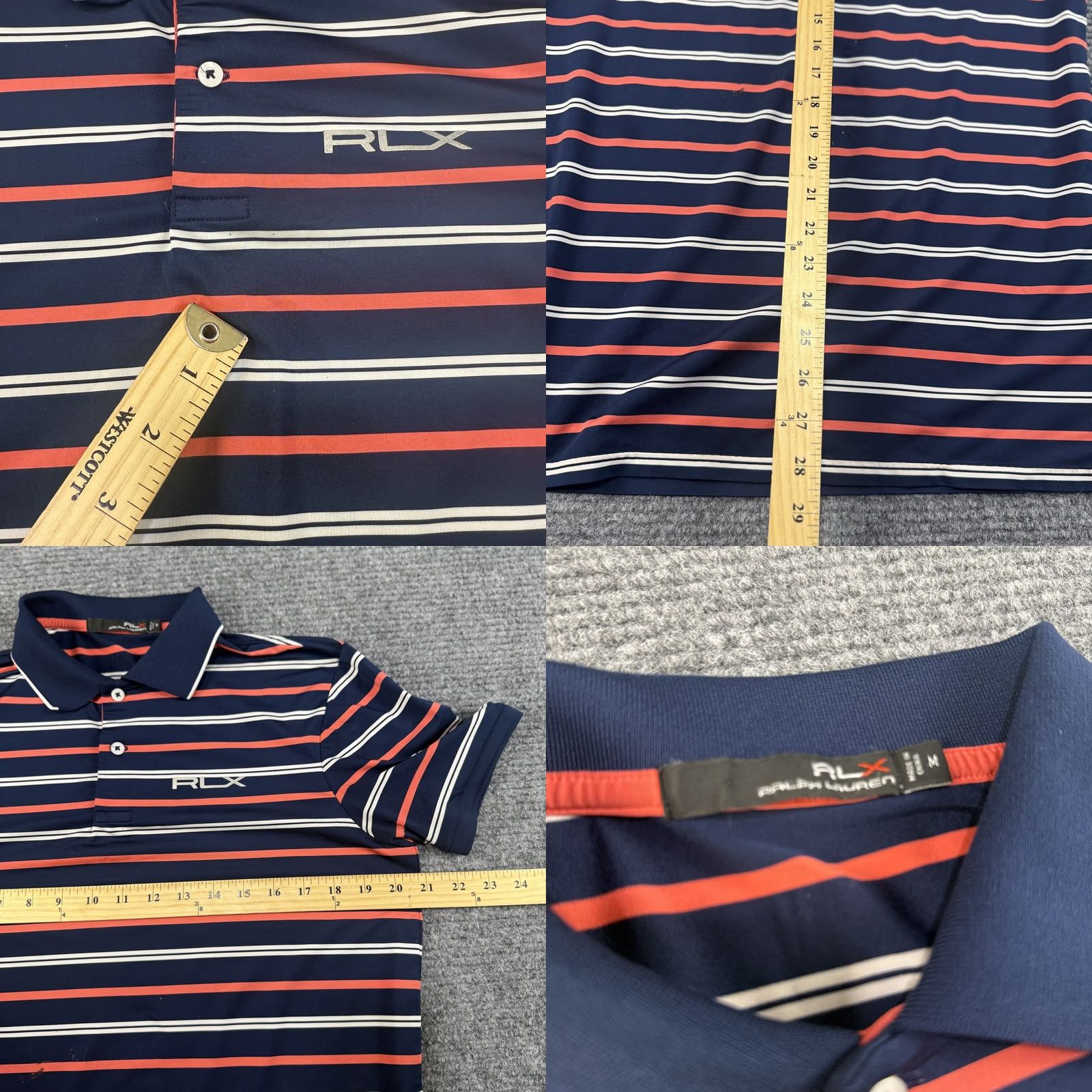 Ralph Lauren Ralph Lauren RLX Polo Shirt Mens Medium Blue Red White Striped Golf Performance Polo Shirt Size US M / EU 48-50 / 2 - 8 Thumbnail