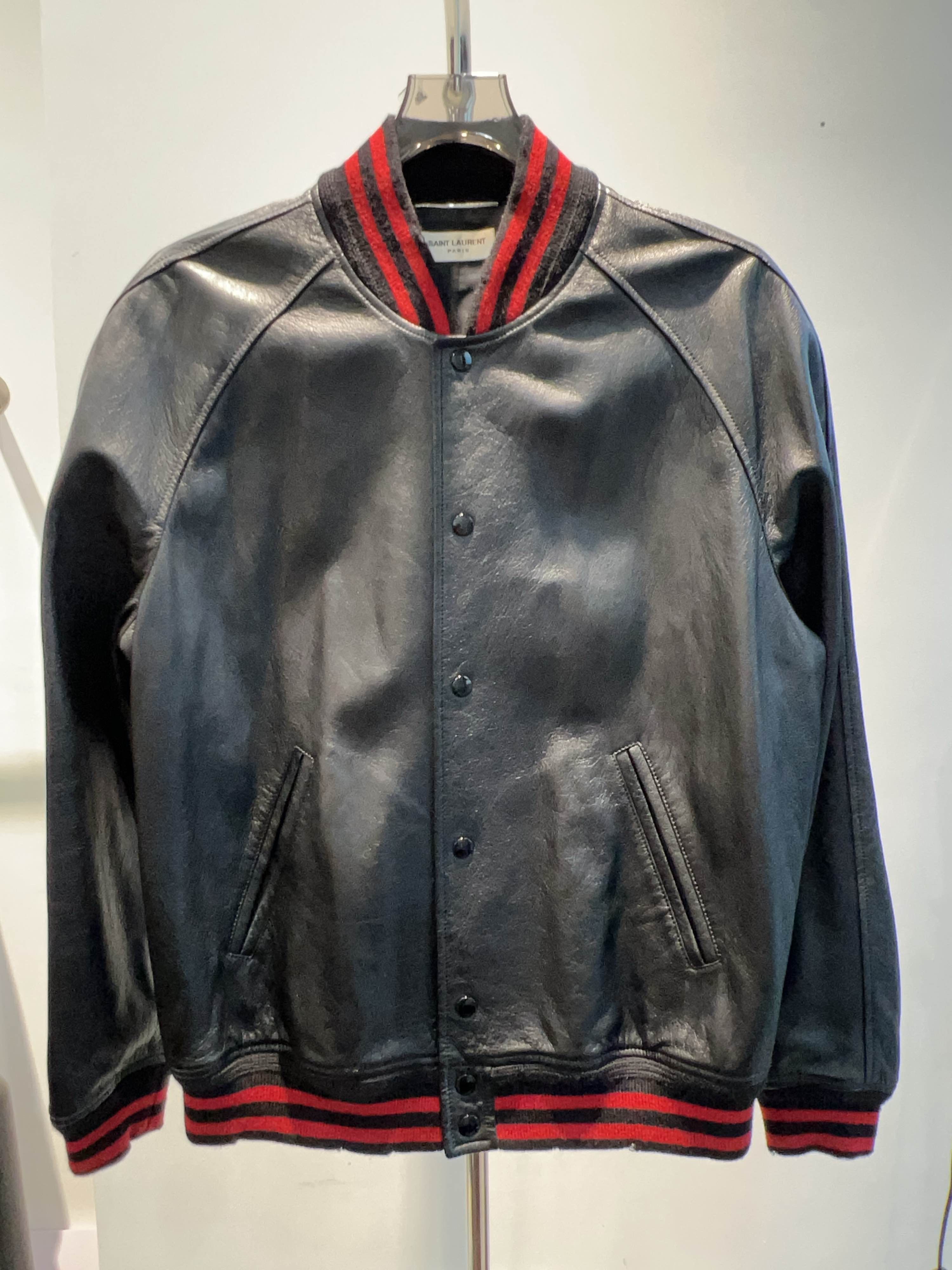 Saint Laurent Paris Saint Laurent Leather Varsity Bomber Jacket Size 54 Size US L / EU 52-54 / 3 - 1 Thumbnail