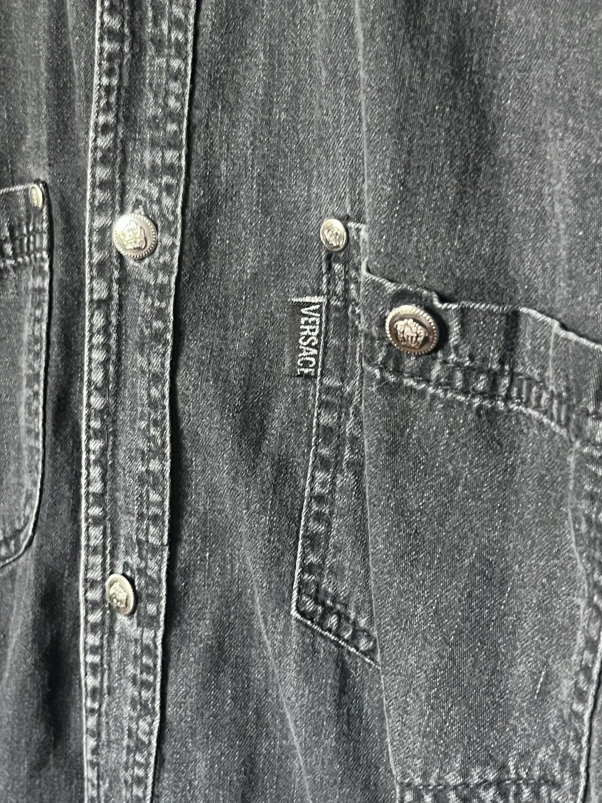 Versace Versace Medusa Hardware Stone-Washed Denim Jacket Size US XL / EU 56 / 4 - 2 Thumbnail