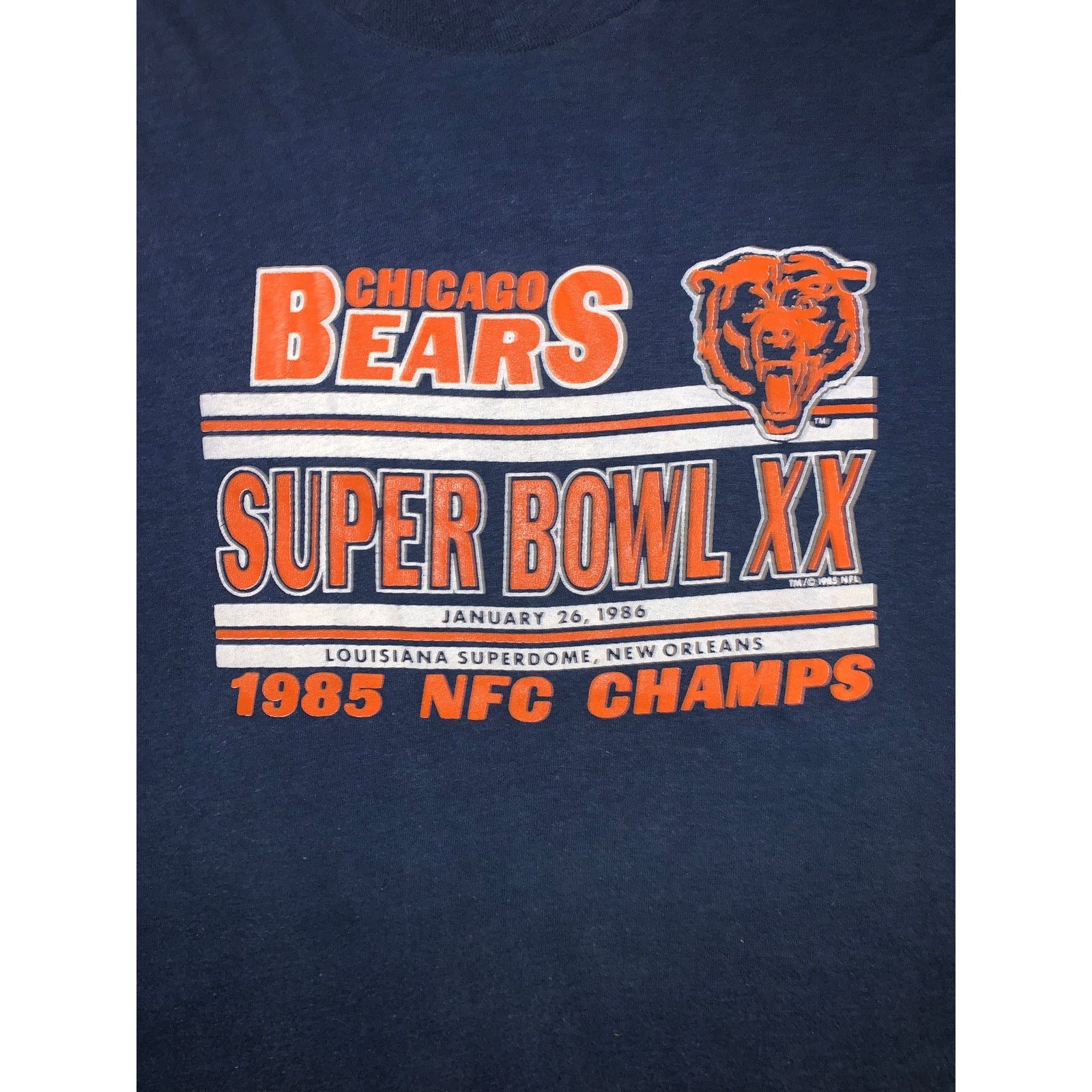 Vtg 1985 Chicago Bears Super Bowl XX T Shirt Single Stitch M