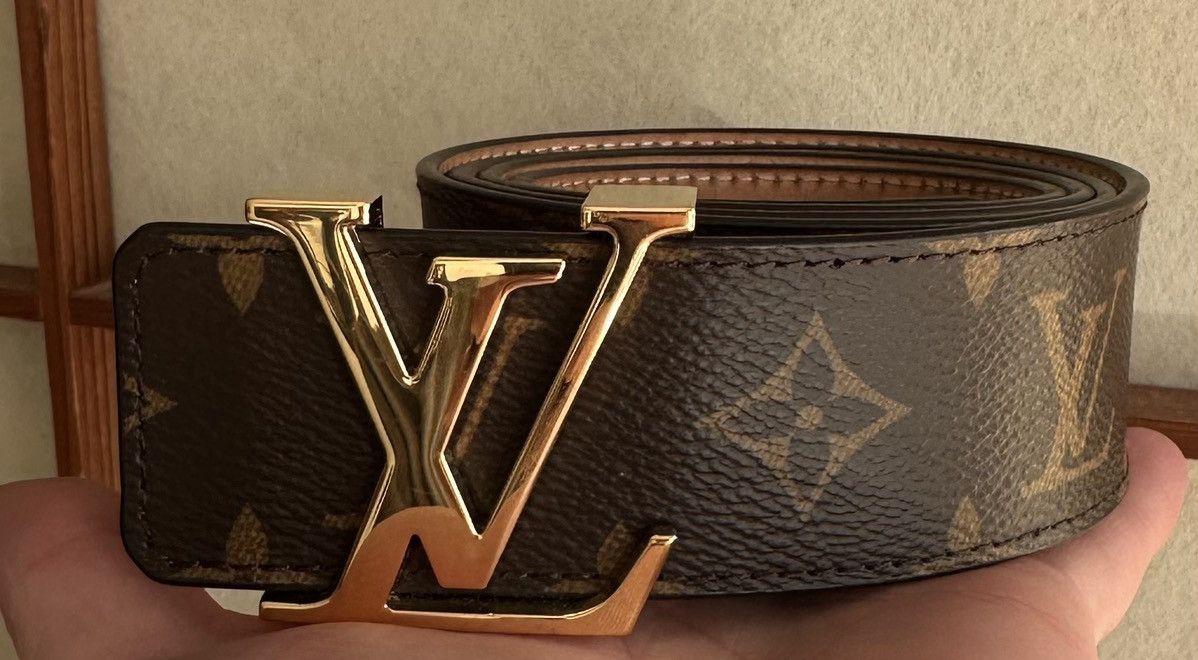 Pre-owned Louis Vuitton Monogram Belt Gold Buckle
