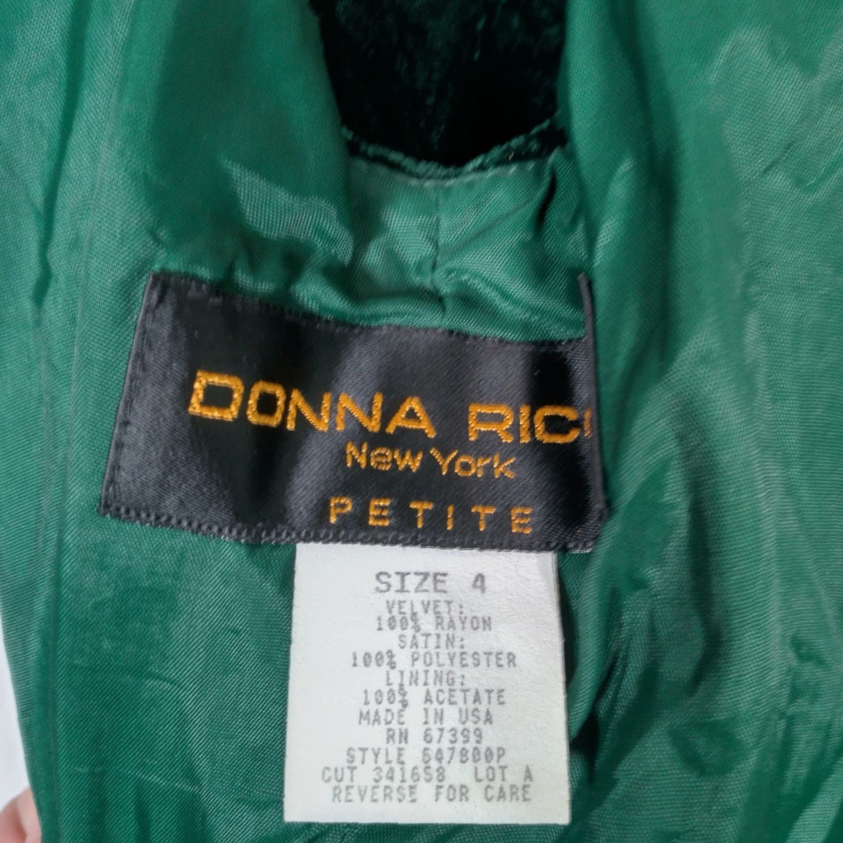 Vintage VINTAGE Donna Ricci Dress Women's Slip Dress Green Velvet Sleeveless Bow 1990s Petite Size 4 Long Size S / US 4 / IT 40 - 7 Thumbnail
