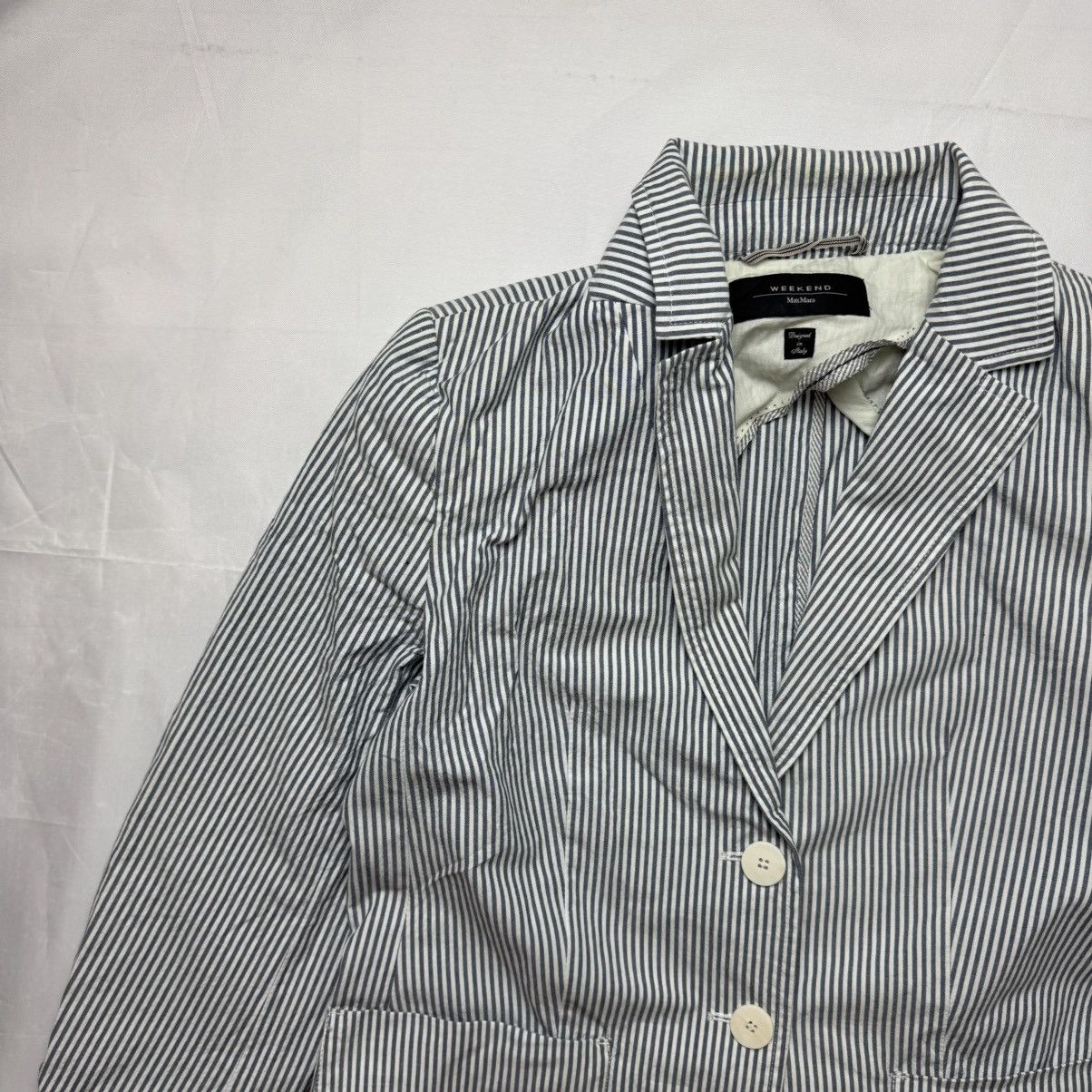 Weekend Max Mara Weekend Max Mara Striped Blazer Jacket Blue White Size 10 Size L / US 10 / IT 46 - 4 Thumbnail