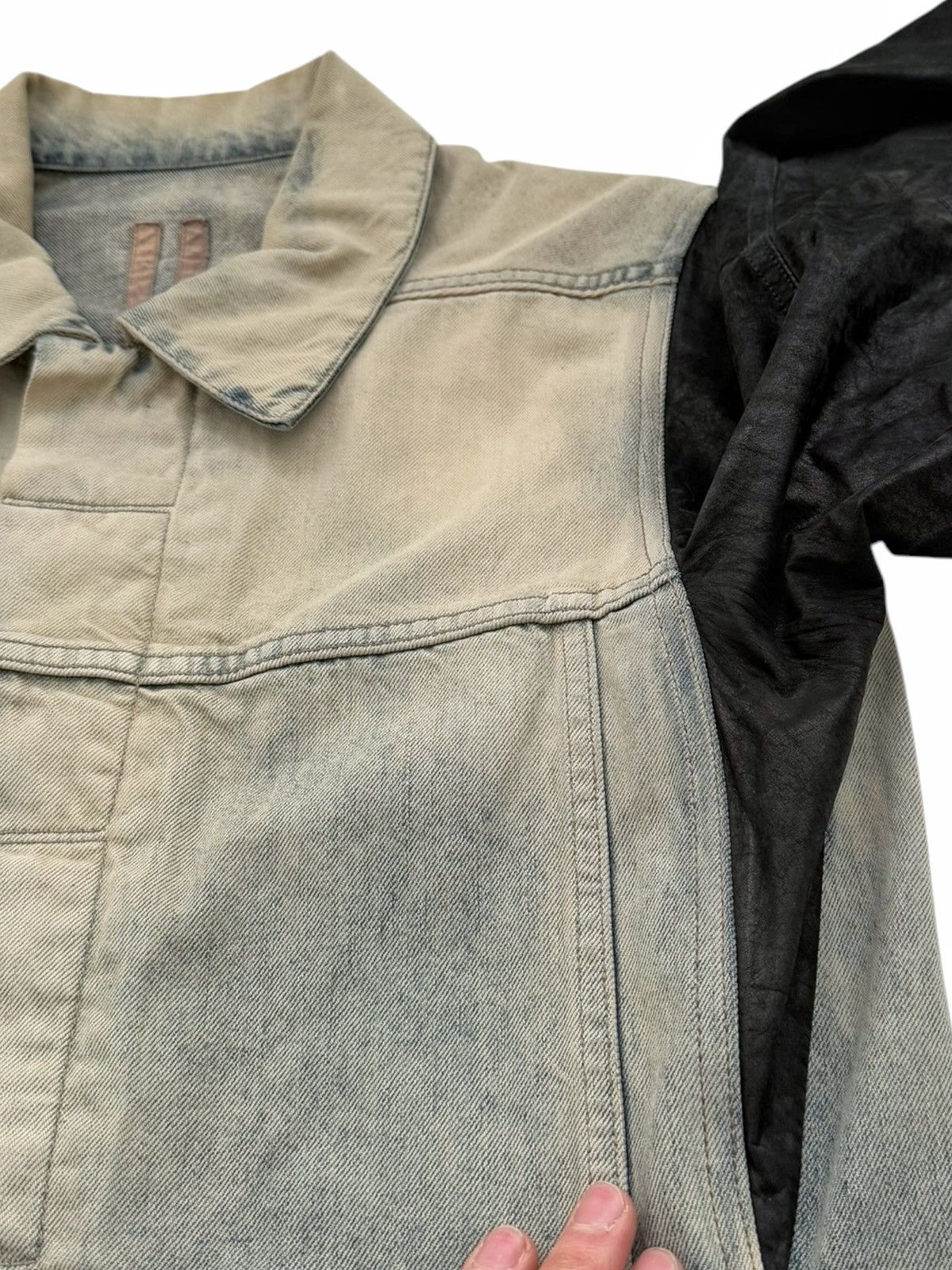 Rick Owens RARE Crust Oil Calf Stooge Denim Hybrid Trucker Jacket Size US M / EU 48-50 / 2 - 5 Thumbnail