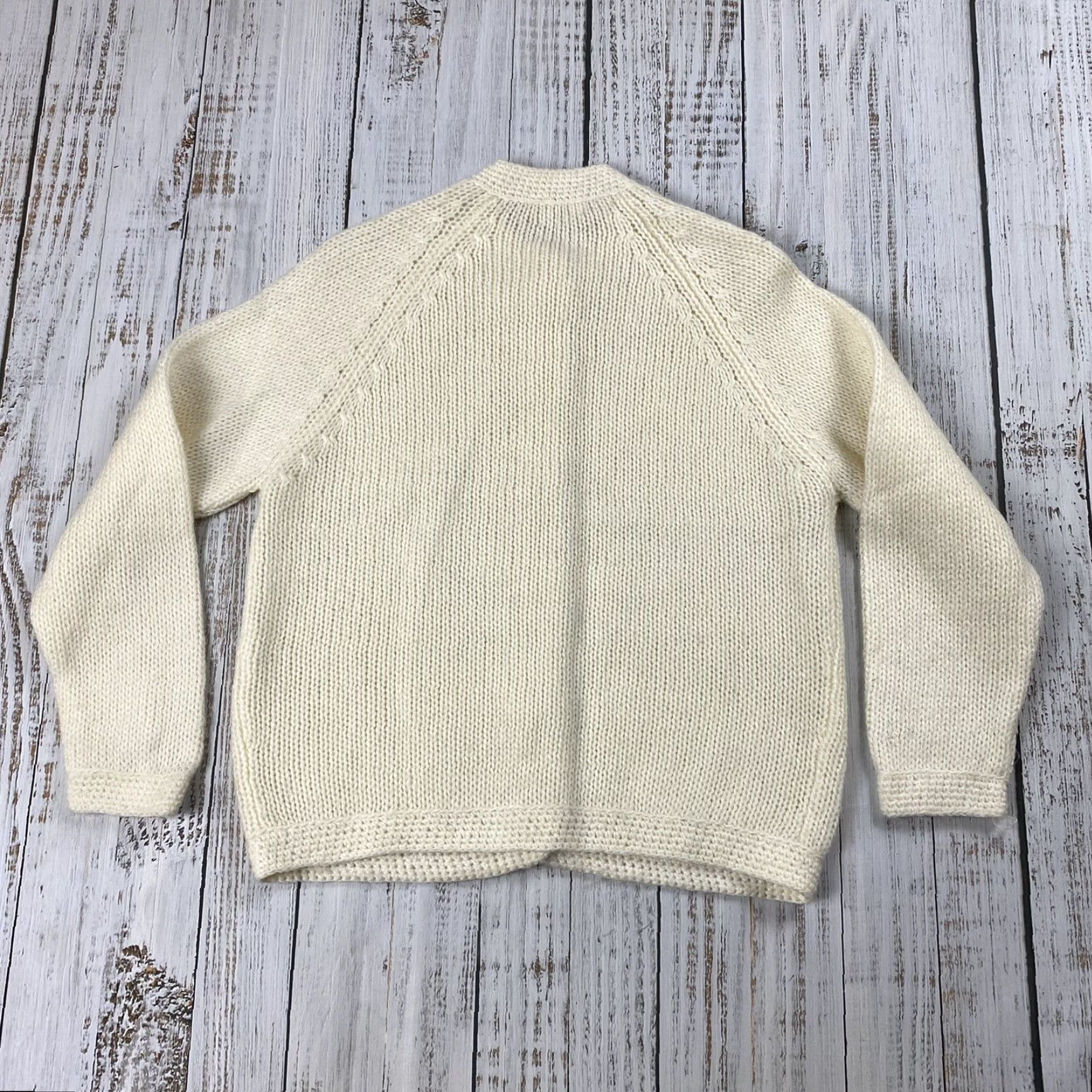 Vintage VINTAGE Macy's Knit Button-Up Cardigan - Womens - Ivory - 1950s GoGo Mod - Size 38 (M/L) Size M / US 6-8 / IT 42-44 - 5 Thumbnail
