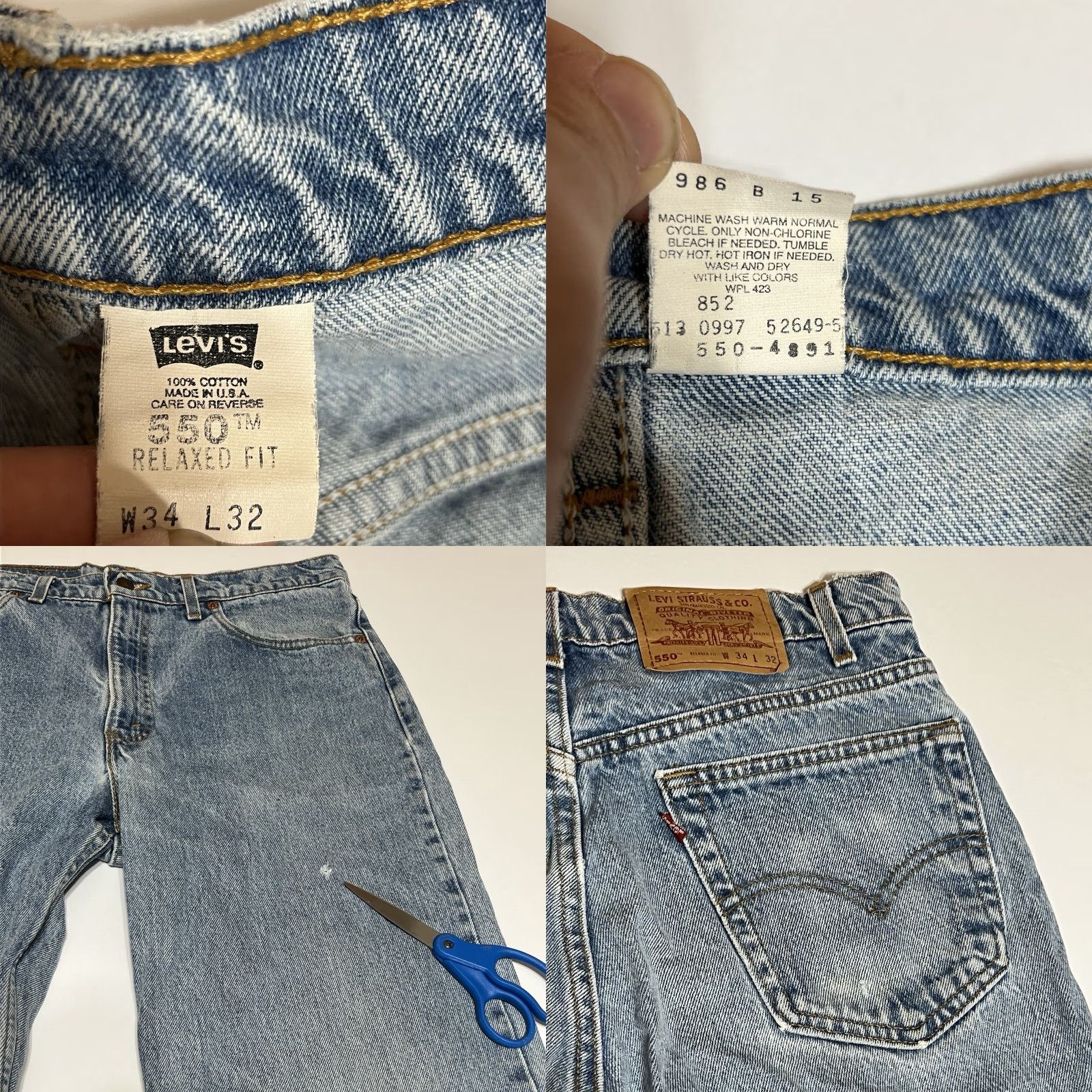 Levi's VINTAGE Levi's 550 Jeans 32x31 Relaxed Taper Blue Light Wash USA Mens Denim 5-Pocket Zip Distressed Size US 32 / EU 48 - 8 Thumbnail