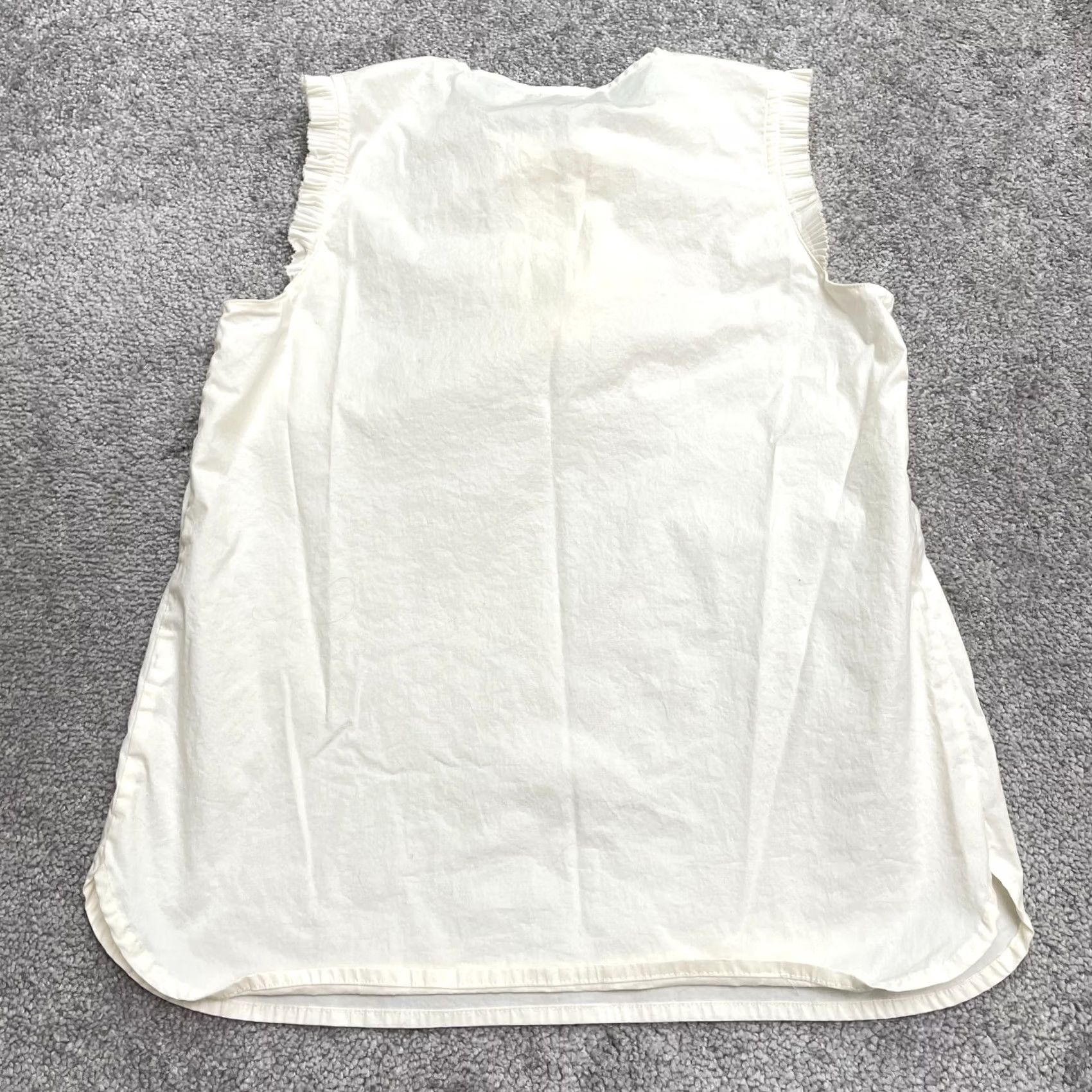 J.Crew J.Crew Ivory Ruffle Tank Blouse Womens Size 2 Sleeveless Casual Keyhole Cotton Blend Size XS / US 0-2 / IT 36-38 - 2 Thumbnail