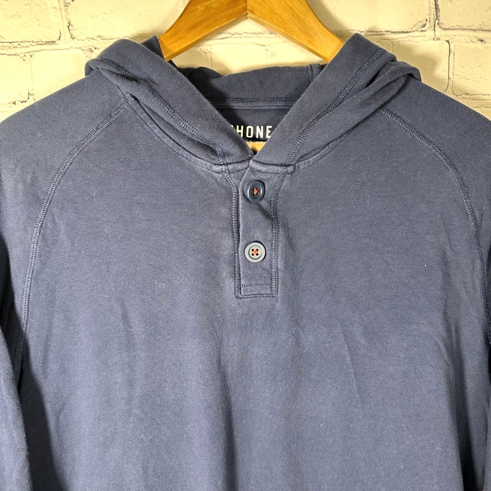 Rhone Rhone Henley Hoodie Mens Navy Blue Pullover Medium Sweatshirt Athleisure Shirt Hooded Regular Sleeve Long Button Embroidered Logo Kangaroo Pocket Size US M / EU 48-50 / 2 - 2 Thumbnail