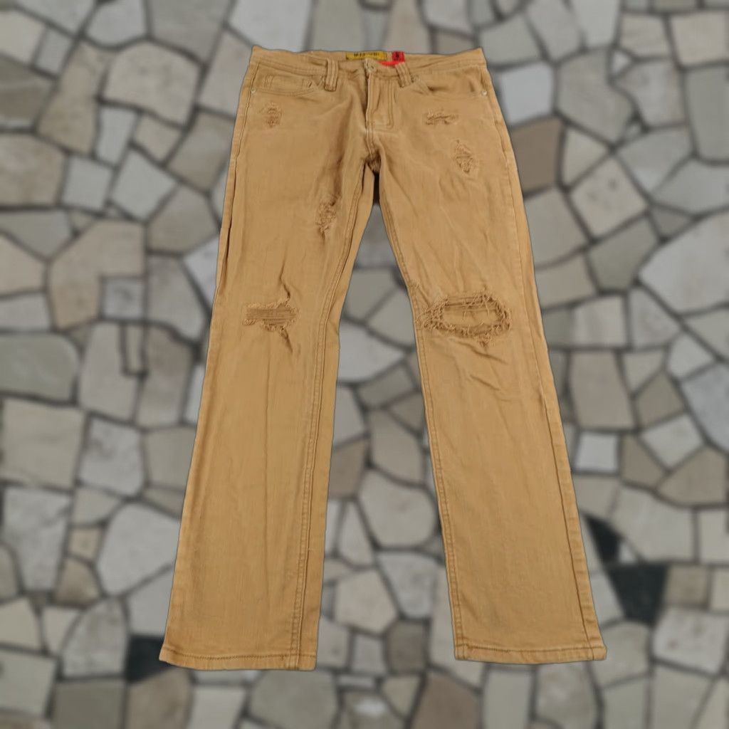 Denime Makobi Jeans Mens 34x32 Brown Denim Slim Straight Distressed Moto Flex Pants Shirt (no, that's wrong) Size US 33 - 1 Thumbnail
