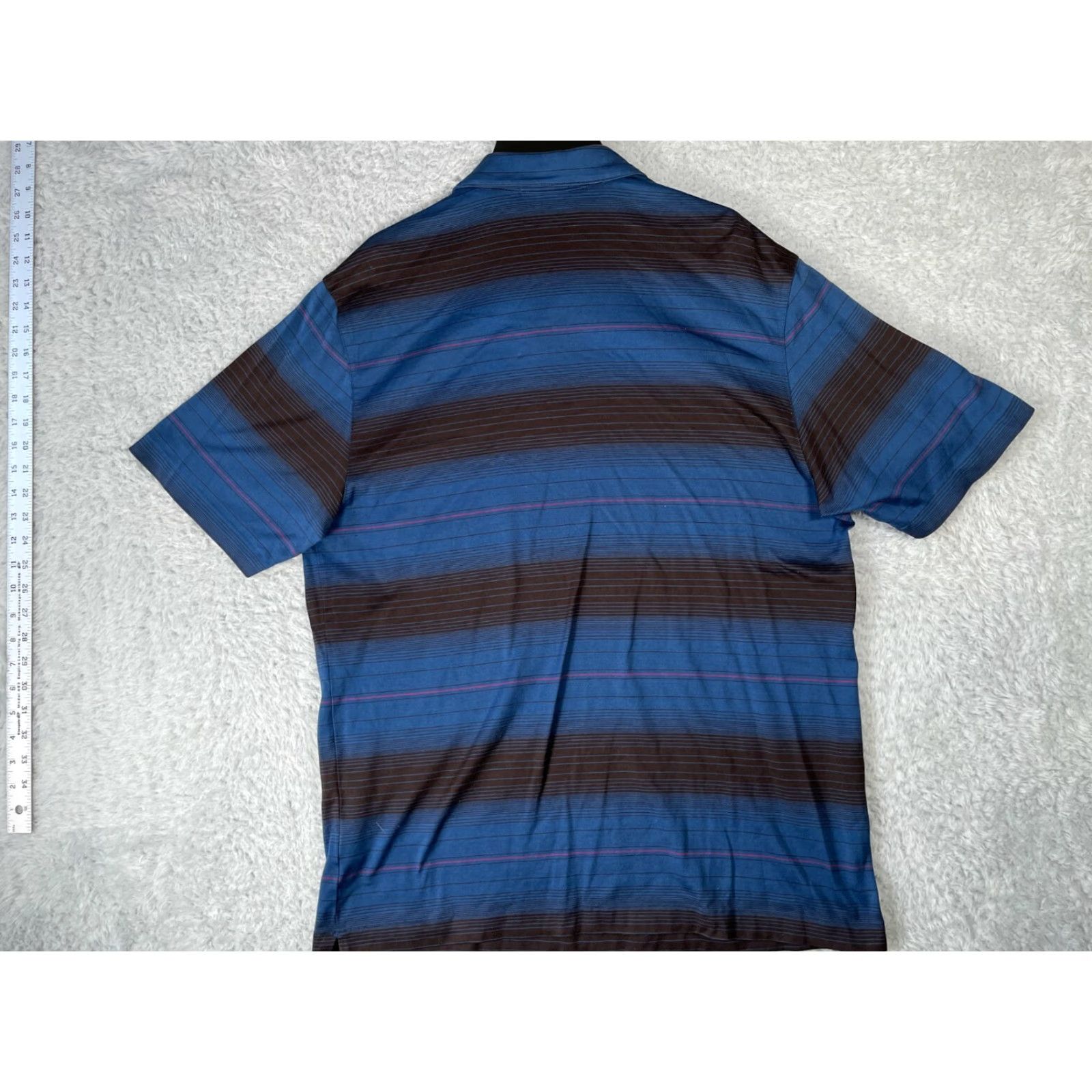 Nike Nike Polo Shirt Mens Regular Blue Stripe Golf Dri-Fit Tiger Woods Collection Button Collar Short Sleeve 100% Polyester Athletic Sports Size US L / EU 52-54 / 3 - 2 Thumbnail