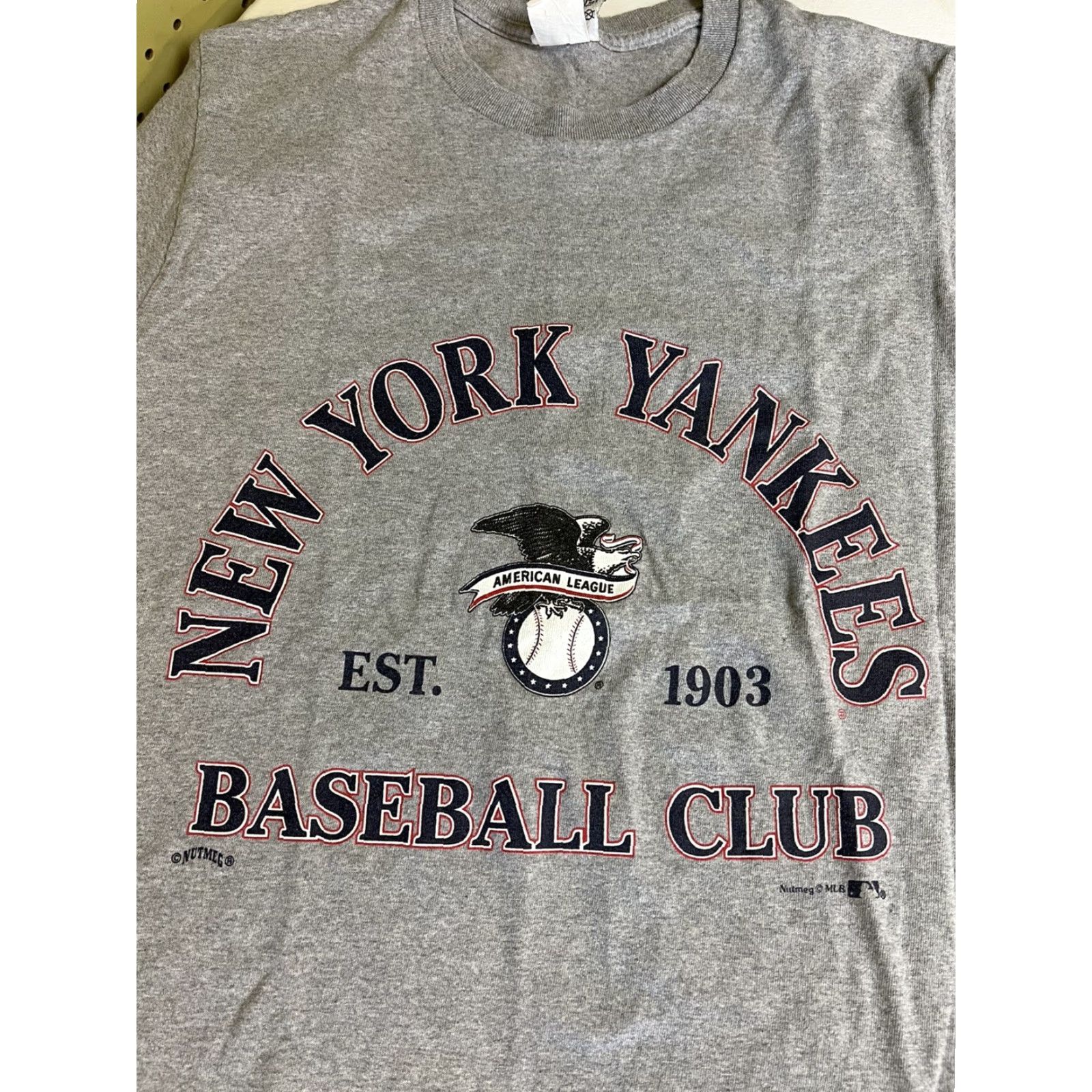 Nutmeg VINTAGE Nutmeg New York Yankees Baseball T Shirt MLB NY Gray M Men's Short Sleeve Crew Neck Logo Patch 90s Sports MLB Size US M / EU 48-50 / 2 - 5 Thumbnail