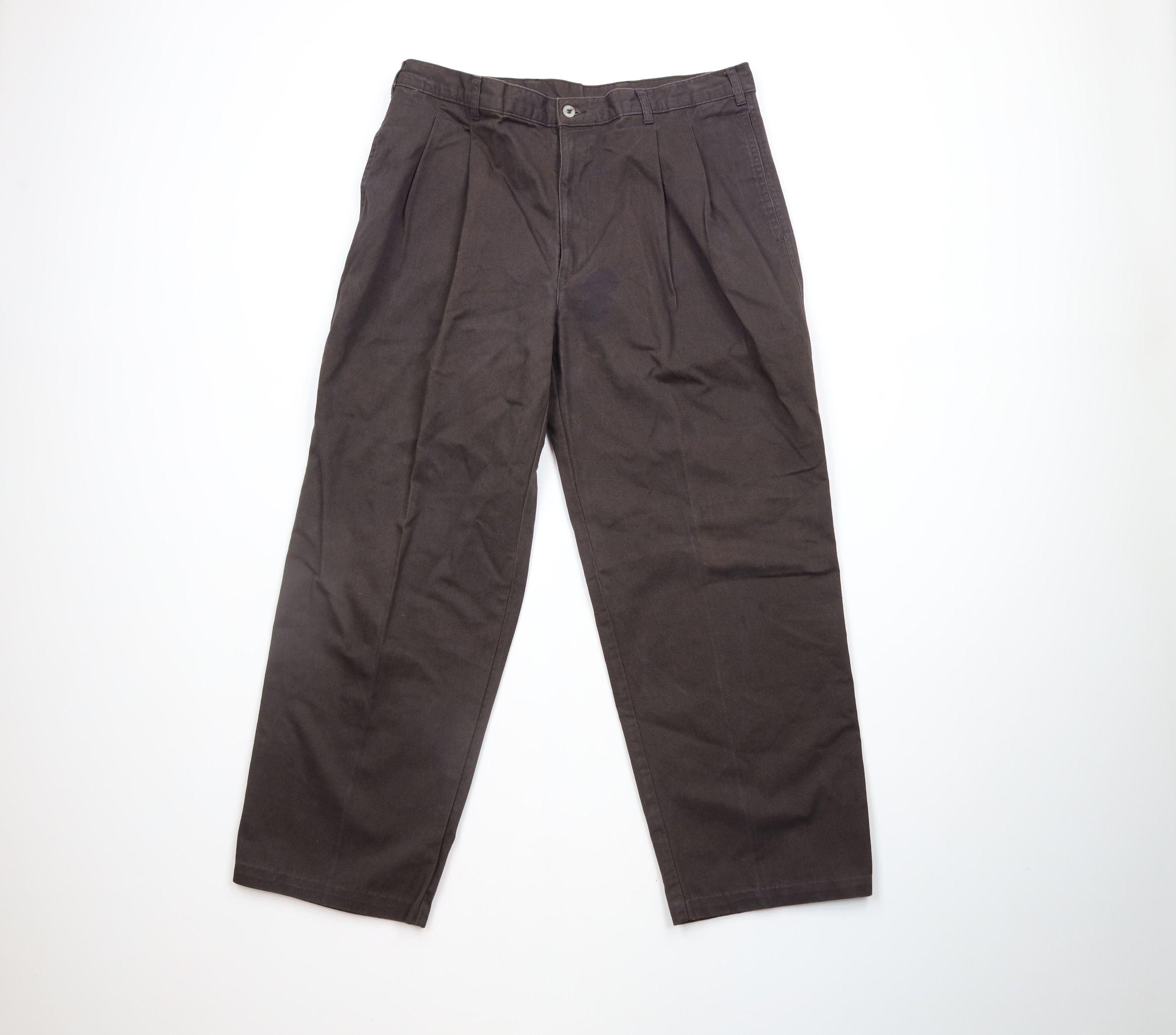 Vintage Vintage 90s Streetwear Pleated Wide Leg Chino Pants Brown Size US 36 / EU 52 - 1 Thumbnail