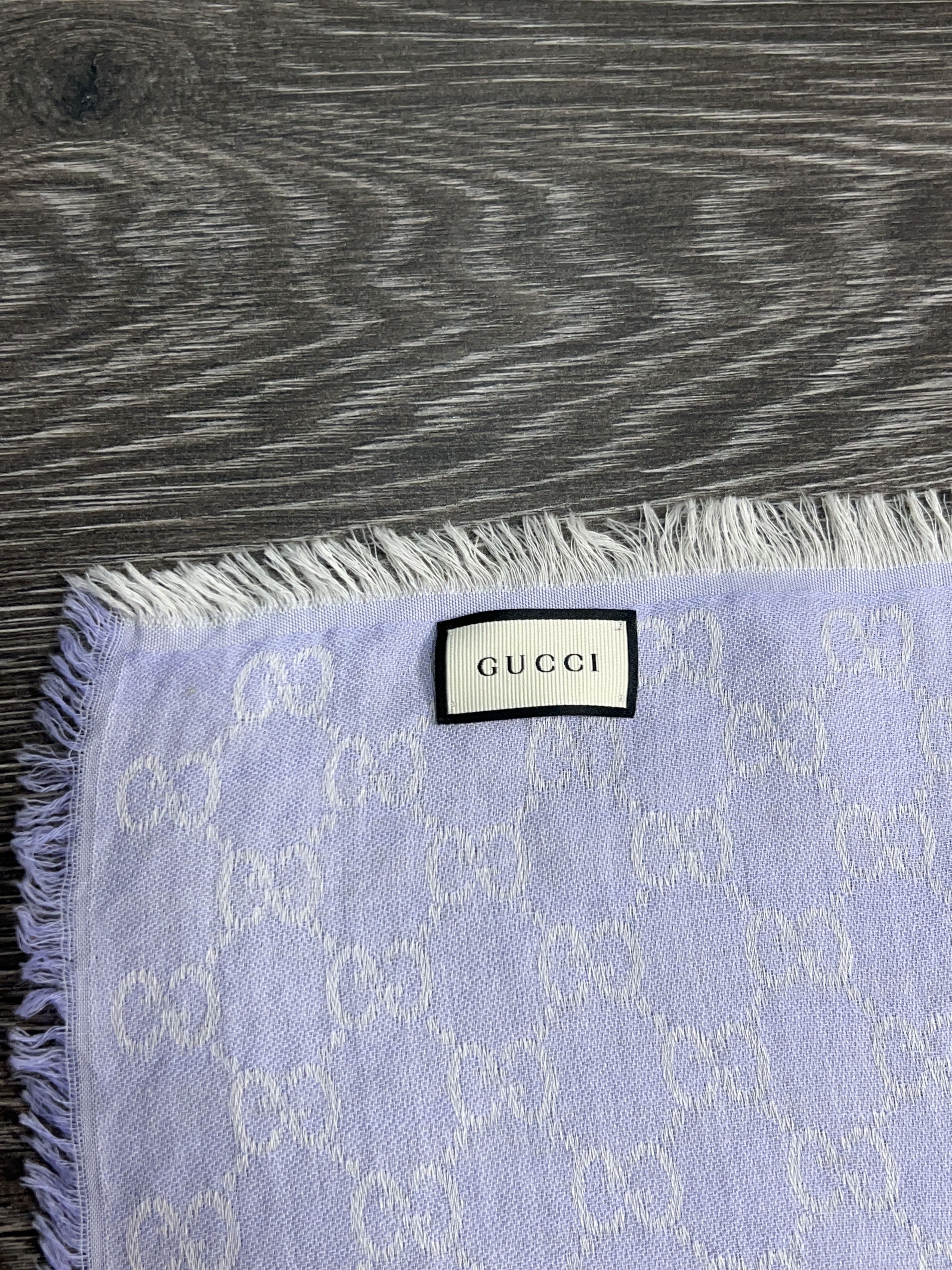 Gucci GG Guccissima Square Wool Silk 140x140 cm Purple Scarf Shawl Size ONE SIZE - 3 Thumbnail