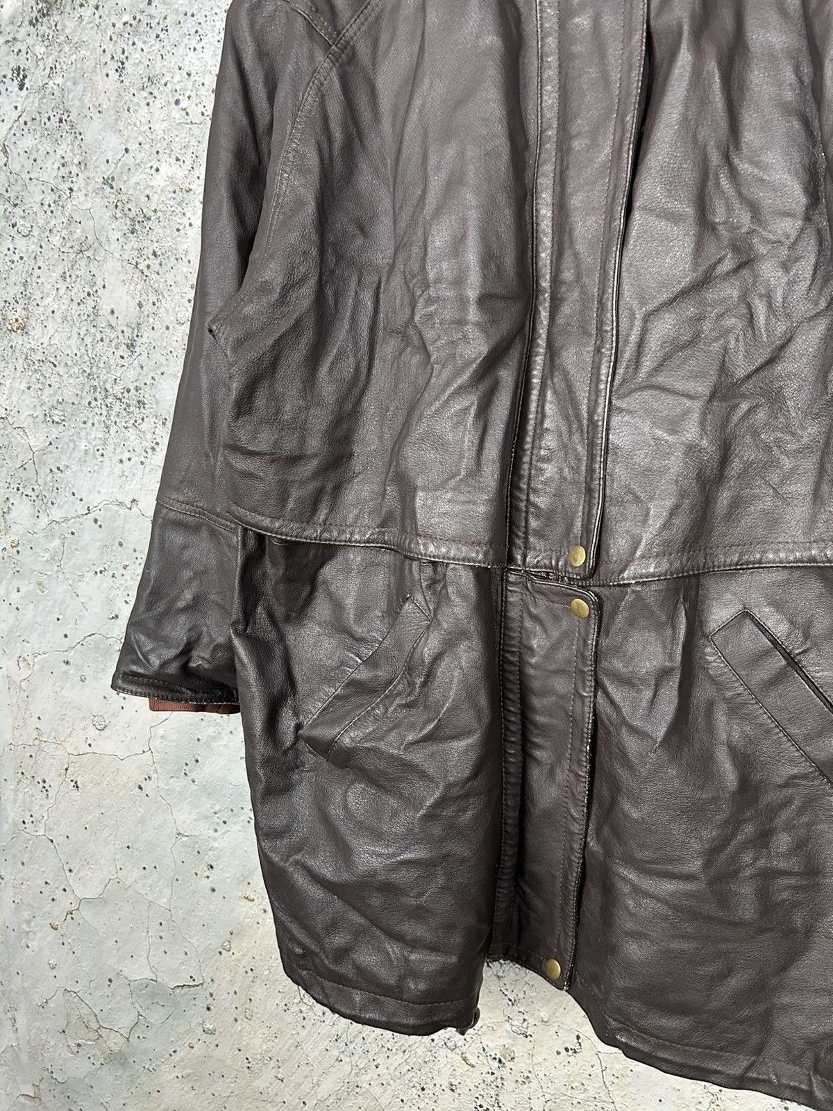 Genuine Leather Vintage Leather Jacket Parka Heavy Coat Avant Garde 90s Size US XL / EU 56 / 4 - 4 Thumbnail