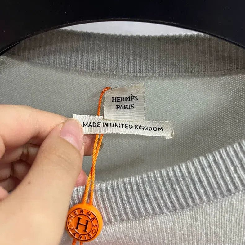 Hermes Hermes Gray Green Color-Blocked Geometric Pattern Knit Swe Size XS / US 0-2 / IT 36-38 - 2 Thumbnail