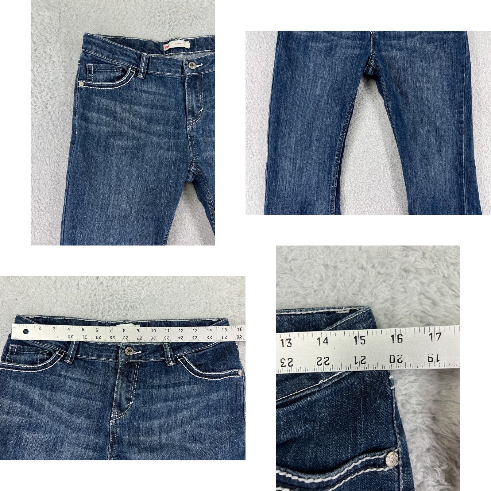 Levi's Womens Levis Pants 14.5 Blue Denim Cotton Blend Stretch Bootcut Embroidered Size 36" / US 14 / IT 50 - 8 Thumbnail