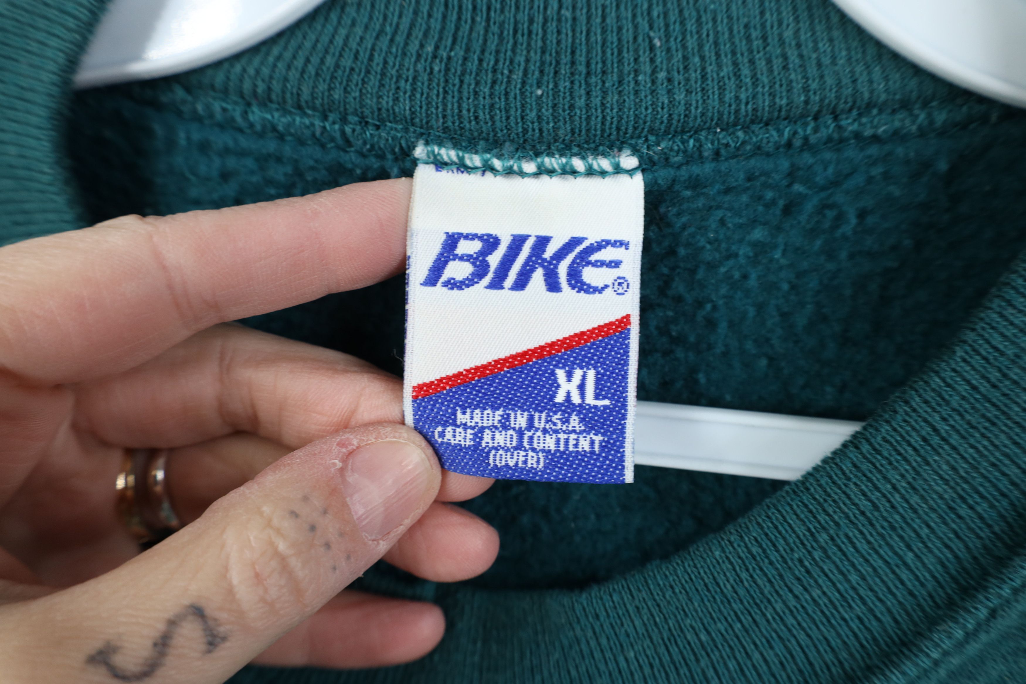 Vintage Vintage 90s Bike Blank Heavy Crewneck Sweatshirt Teal USA Size US XL / EU 56 / 4 - 6 Thumbnail