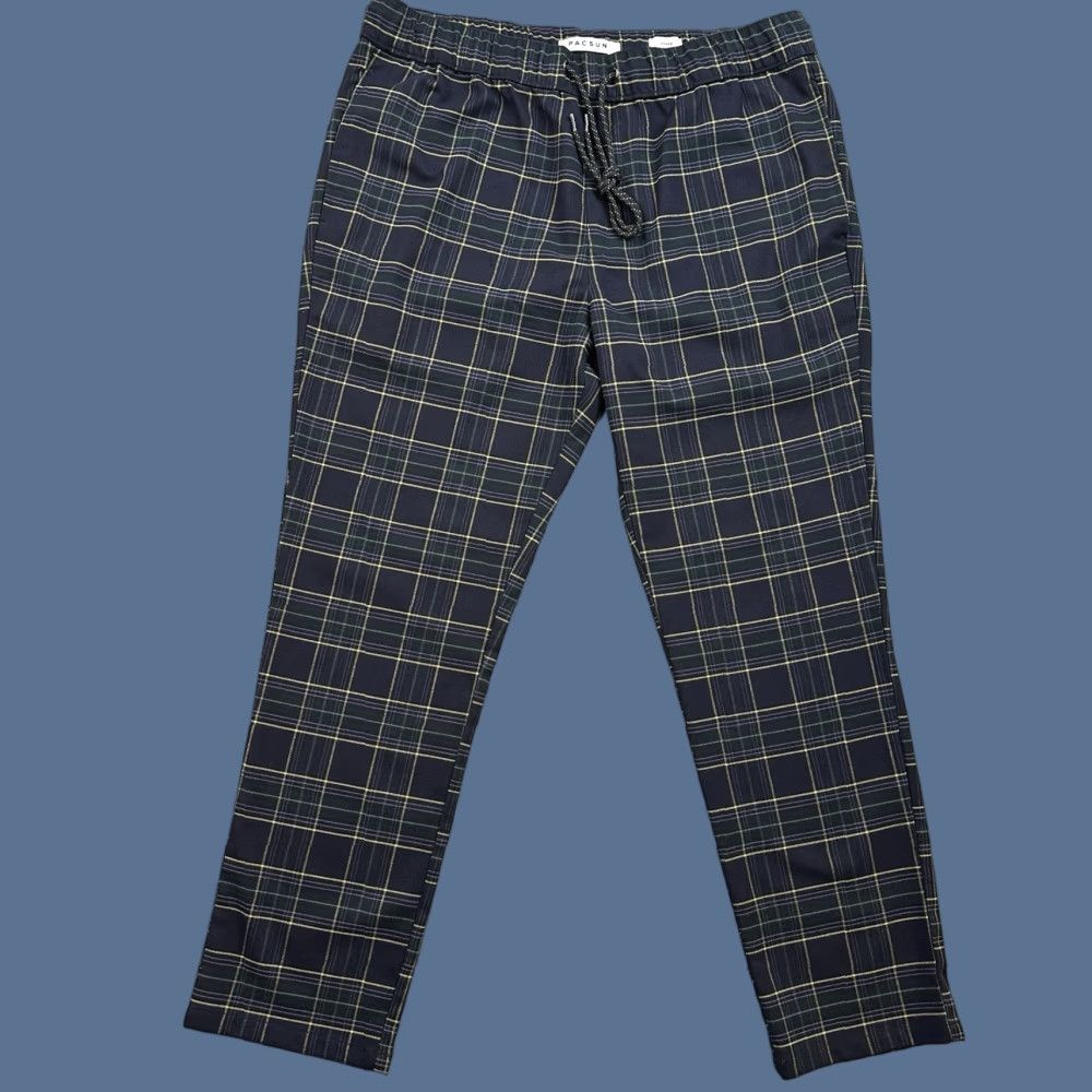Pacsun Pacsun Pants Mens Large Blue Plaid Drawstring Stretch Casual Active Size US 33 - 1 Thumbnail
