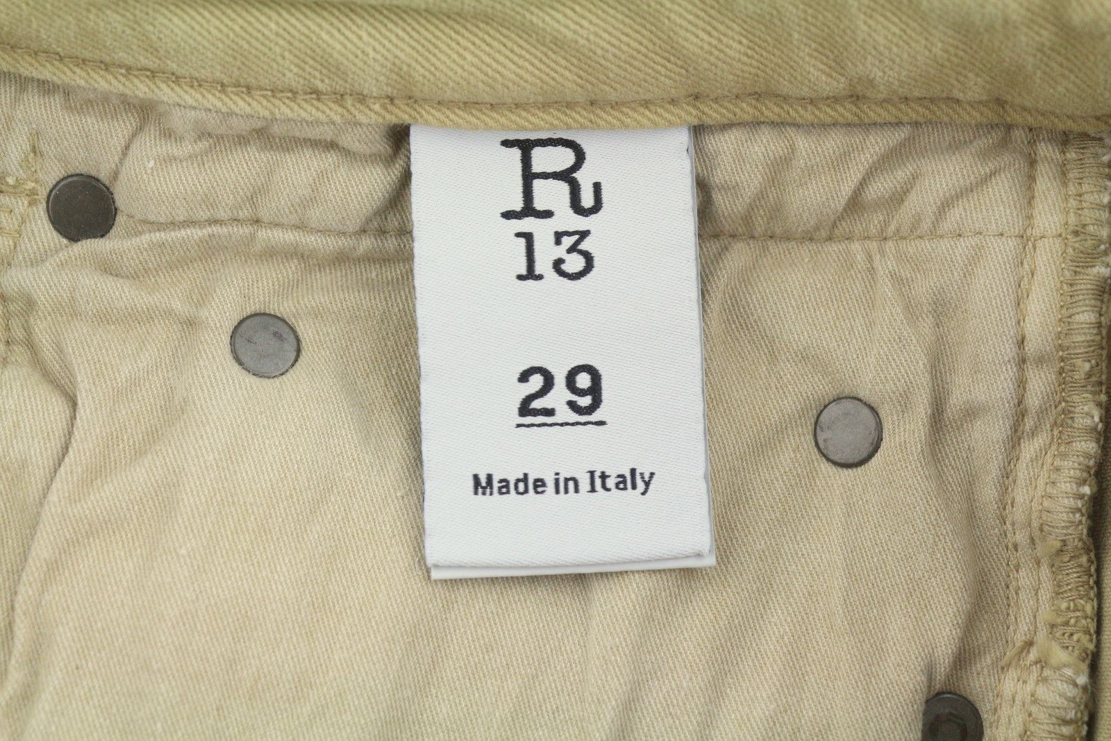 R13 BOY STRAIGHT 29 Khaki Stretch Cropped Ankle Zip 87790 Size 29" - 8 Thumbnail
