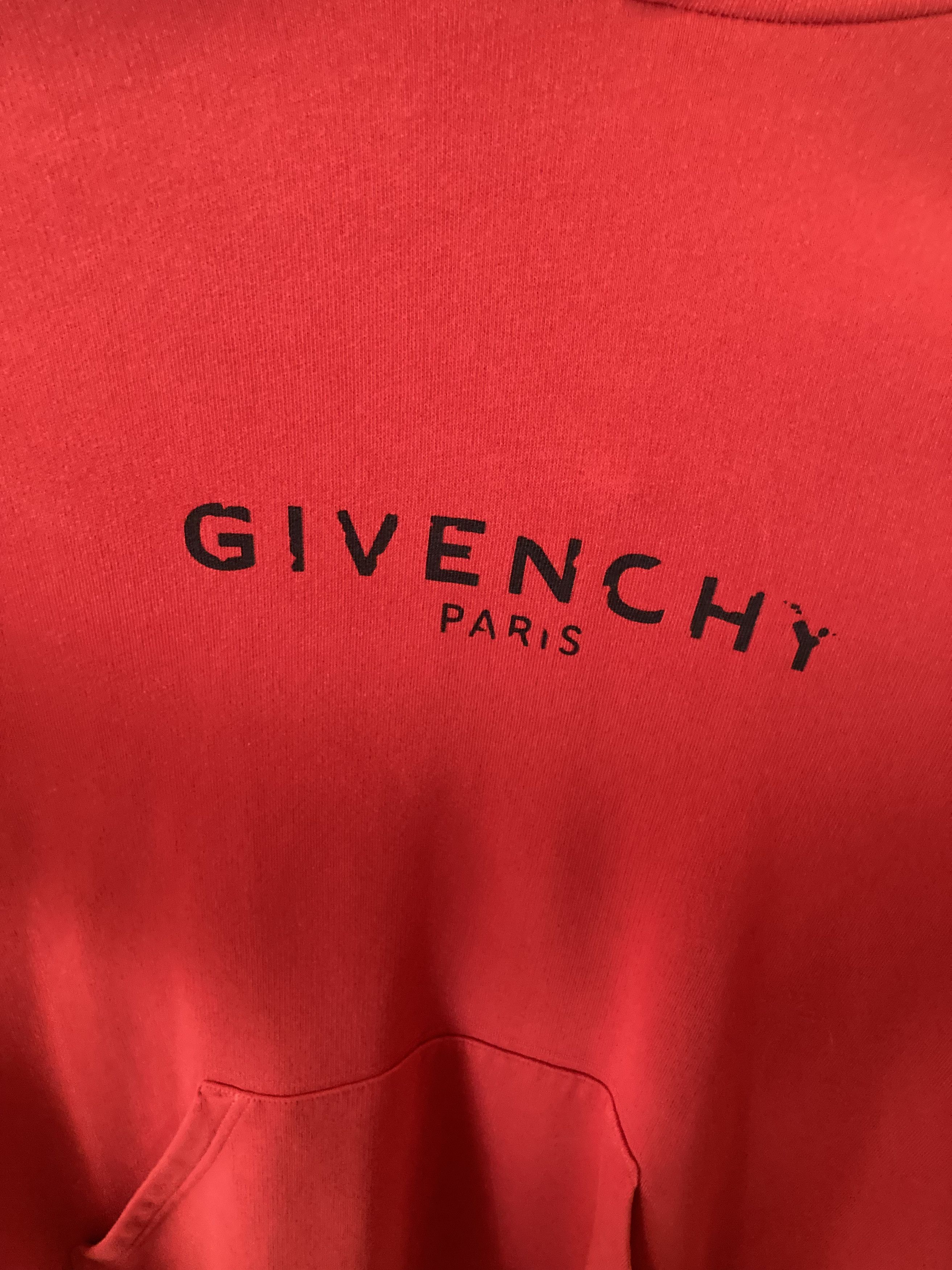 image of Givenchy Paris Hoodie Red Destroyed Logo, Men's (Size XL)