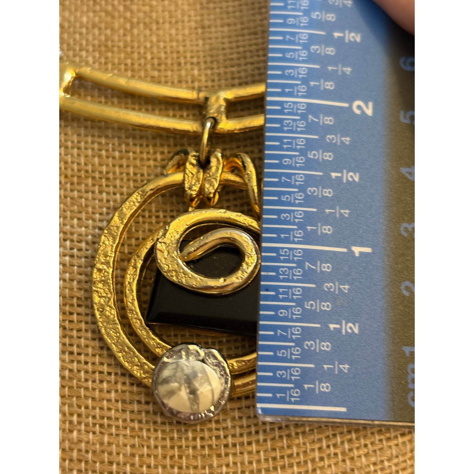 Other Vintage Unsigned Gold Tone Modernist Statement Necklace 16" Size ONE SIZE - 10 Thumbnail