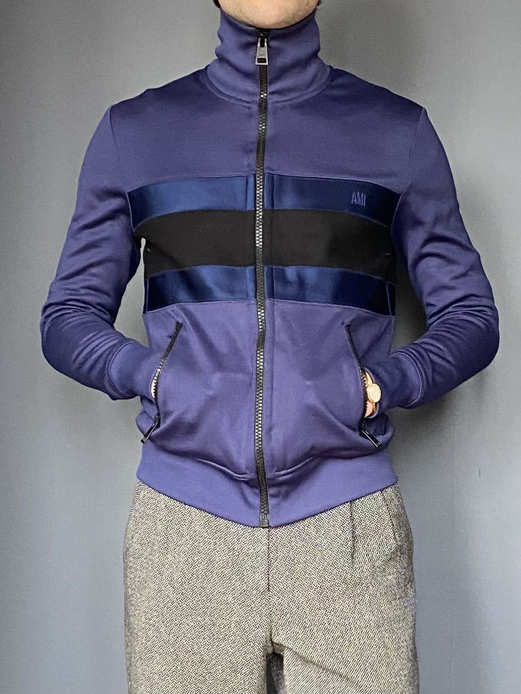 AMI AMI - Satin-Panelled Track Jacket - 2017 Size US XS / EU 42 / 0 - 6 Thumbnail
