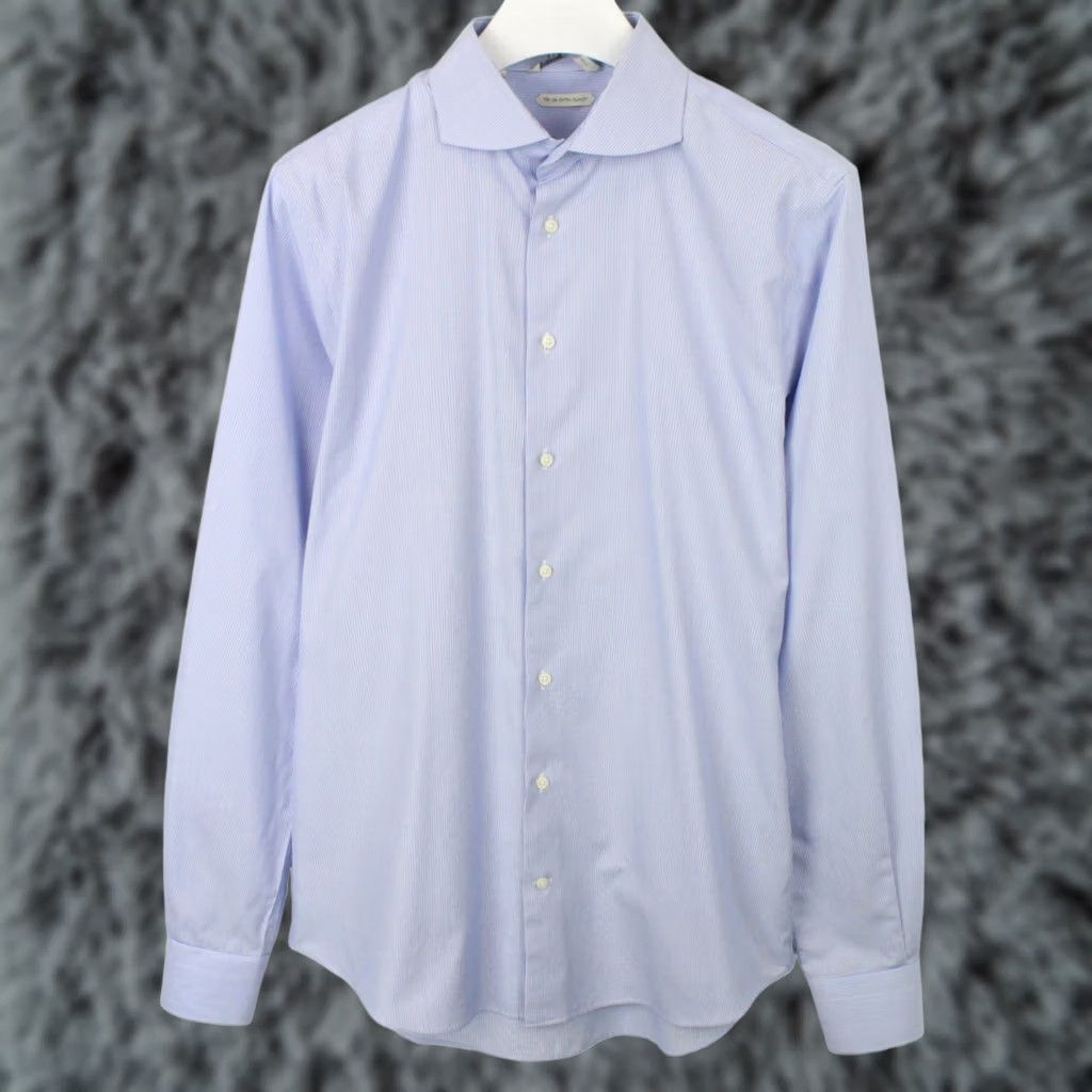Suitsupply Suitsupply Formal Shirt Men Pinstriped Extra Slim Fit 42-7 / 16 1/2L Blue Dress Shirt"} Size 42R - 1 Thumbnail