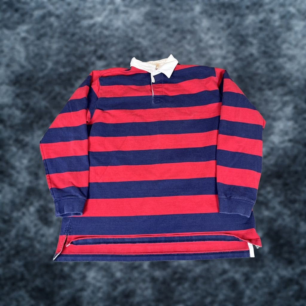 Vintage VINTAGE LL Bean Shirt Mens XLT Large Tall Red Blue Striped Rugby Polo Long Sleeve Outdoors Size US XL / EU 56 / 4 - 1 Thumbnail