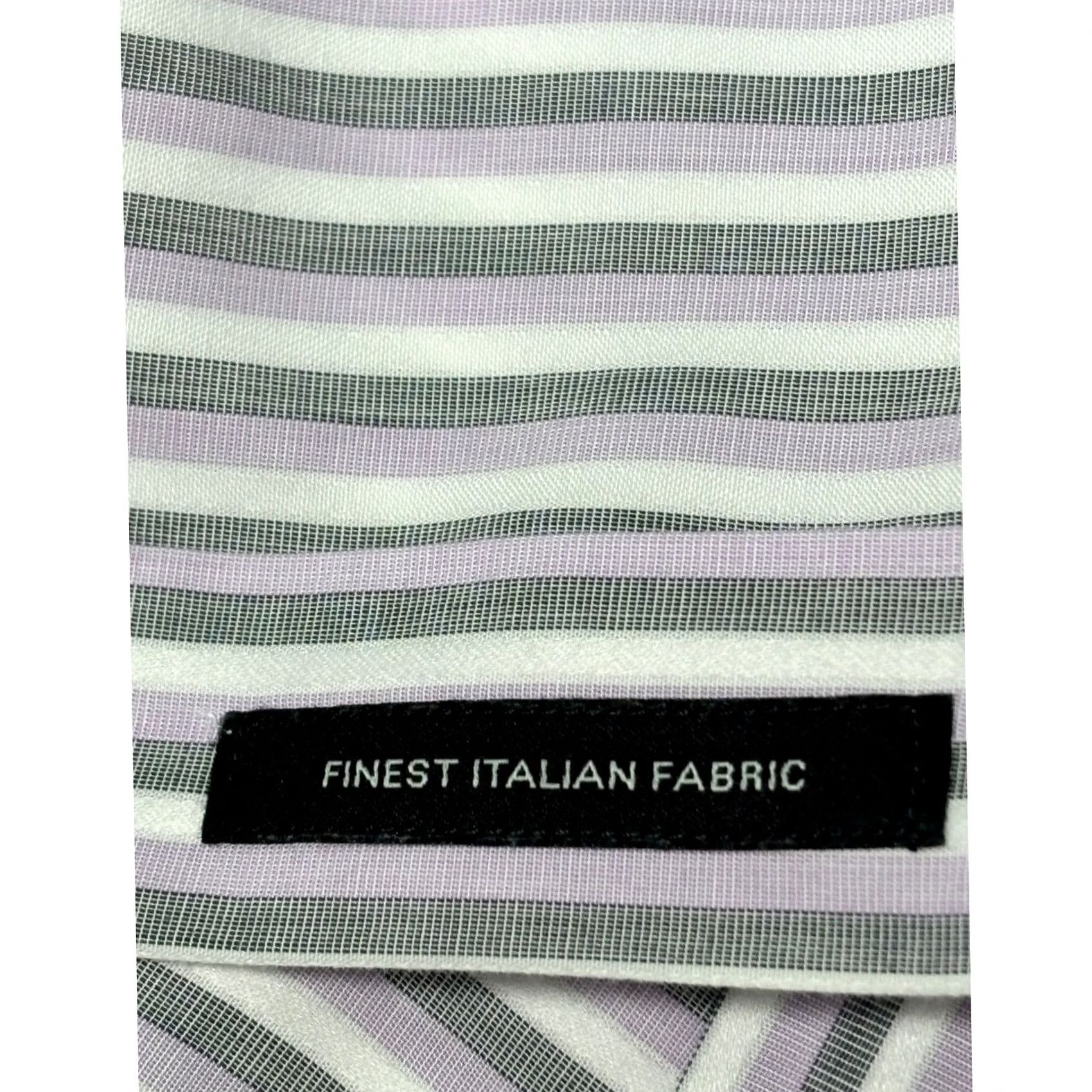 Hugo Boss BOSS Hugo Boss Dress Shirt Striped Regular Fit 16.5 42 Purple Men 100% Cotton Italian Fabric Long Sleeve Button Down Shirt Size 46R - 6 Thumbnail