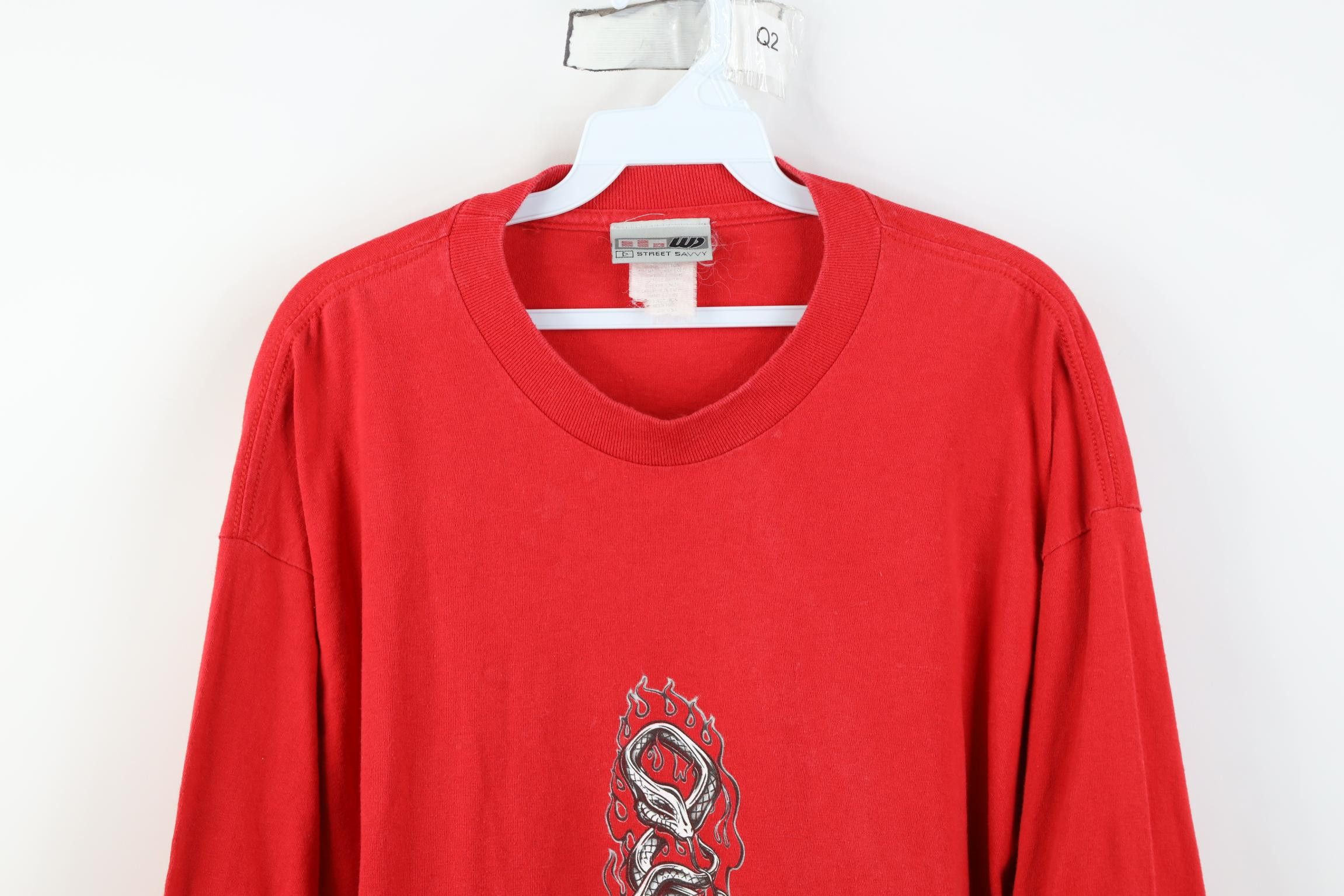 Vintage Vintage 90s Y2K Streetwear Snake Fire Long Sleeve T-Shirt Size US XL / EU 56 / 4 - 2 Thumbnail