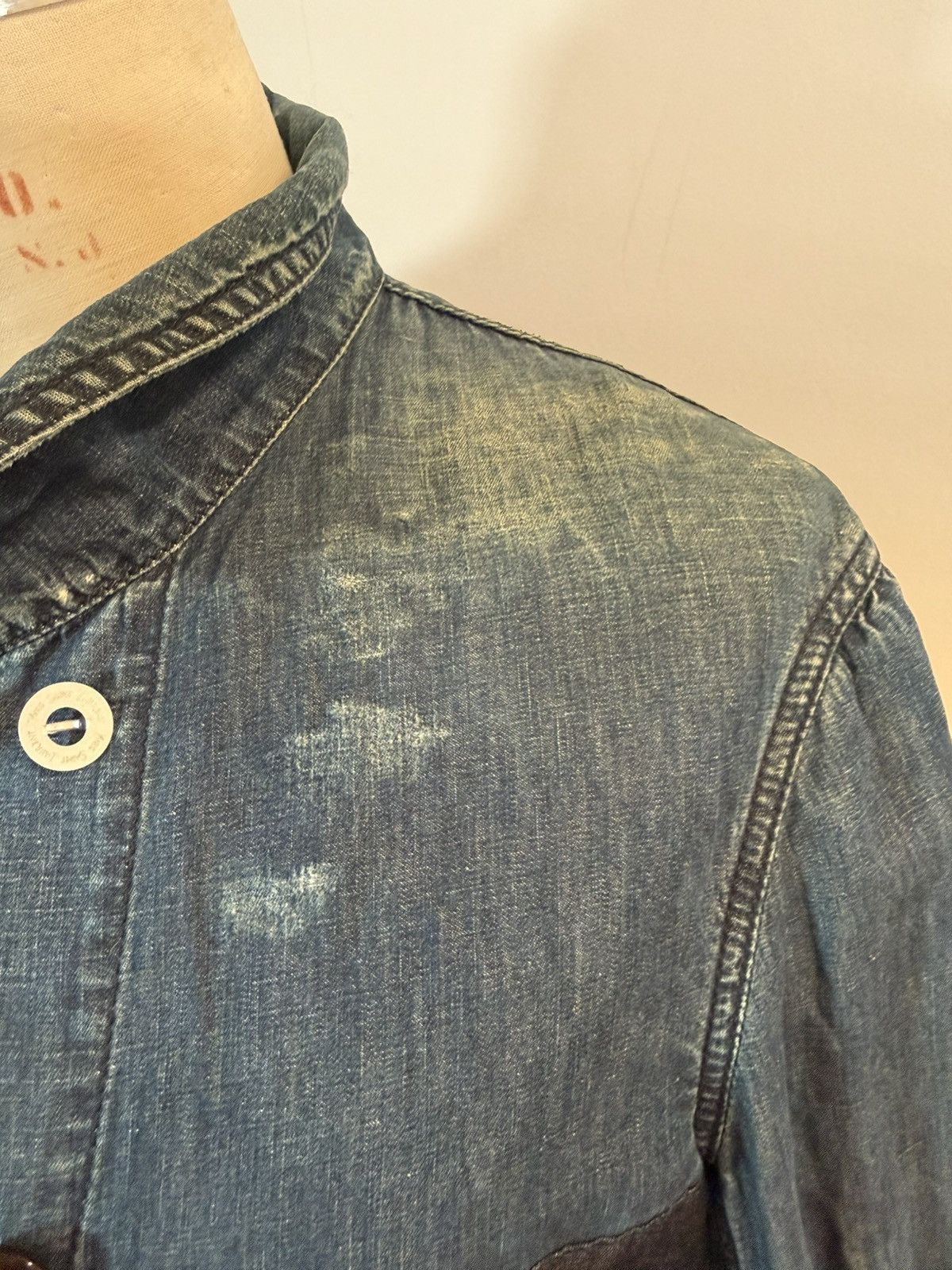 Yves Saint Laurent YSL SS2007 Cotton-Linen Denim Patchwork Chore Jacket - IT 54 Size US L / EU 52-54 / 3 - 9 Thumbnail