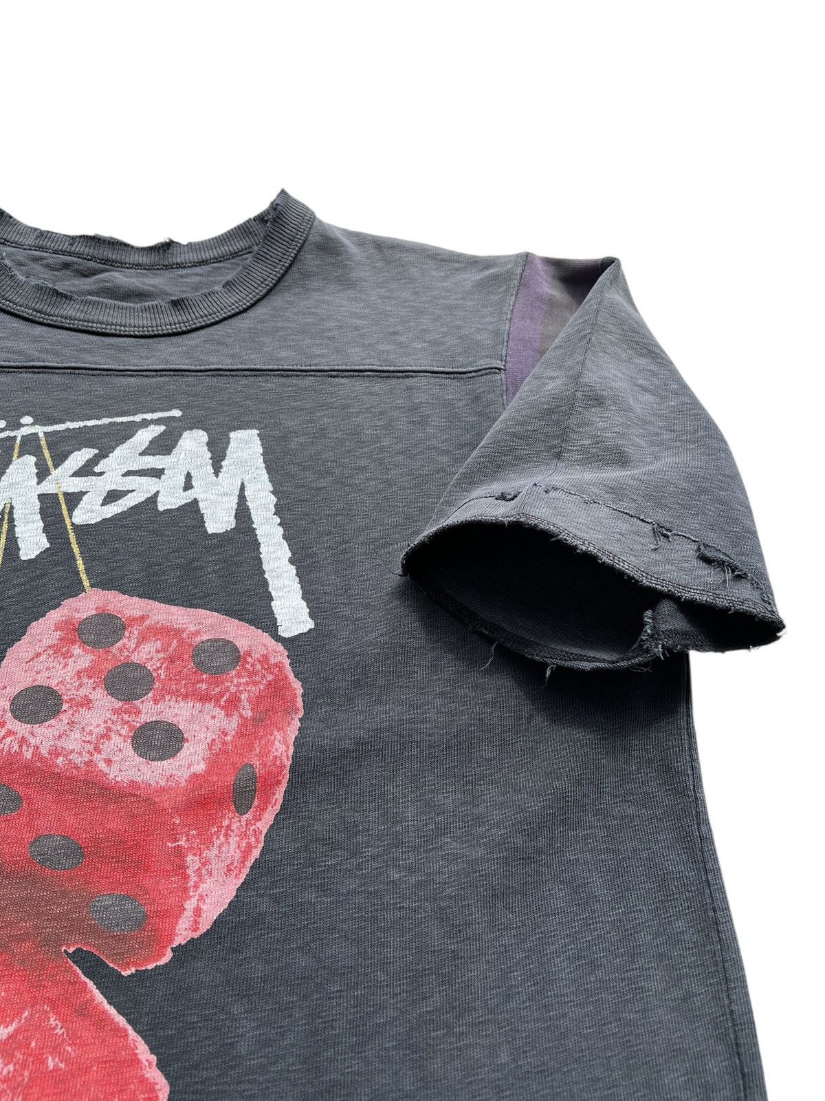 Stussy 🔥Vintage 90’s Stussy Fuzzy Dice Spellout Logo T-Shirt Size US L / EU 52-54 / 3 - 5 Thumbnail