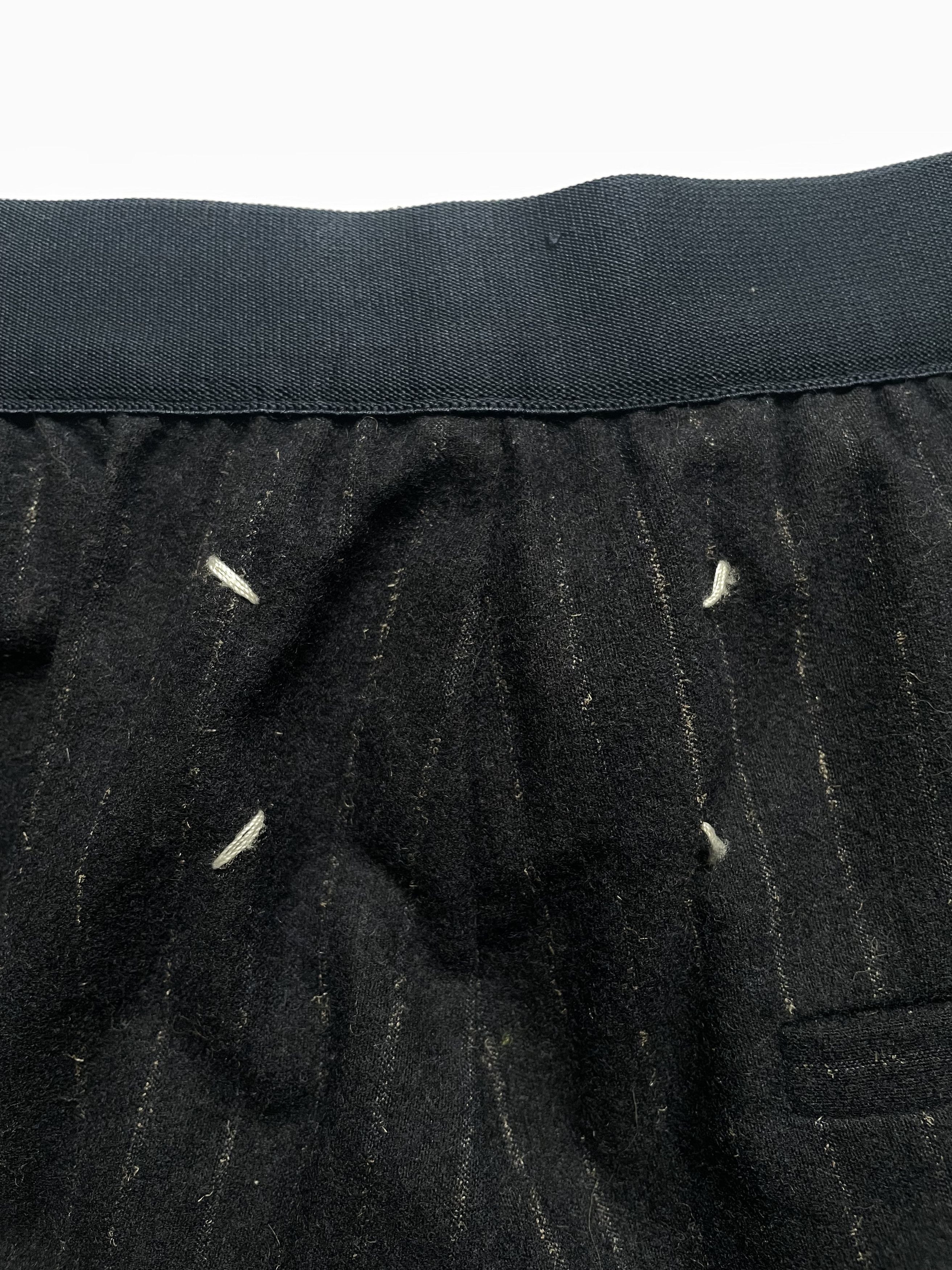 Maison Margiela Navy Pinstripe Wool Elastic Waist Trousers | IT 36 XXS Size 25" / US 0 / IT 36 - 3 Thumbnail