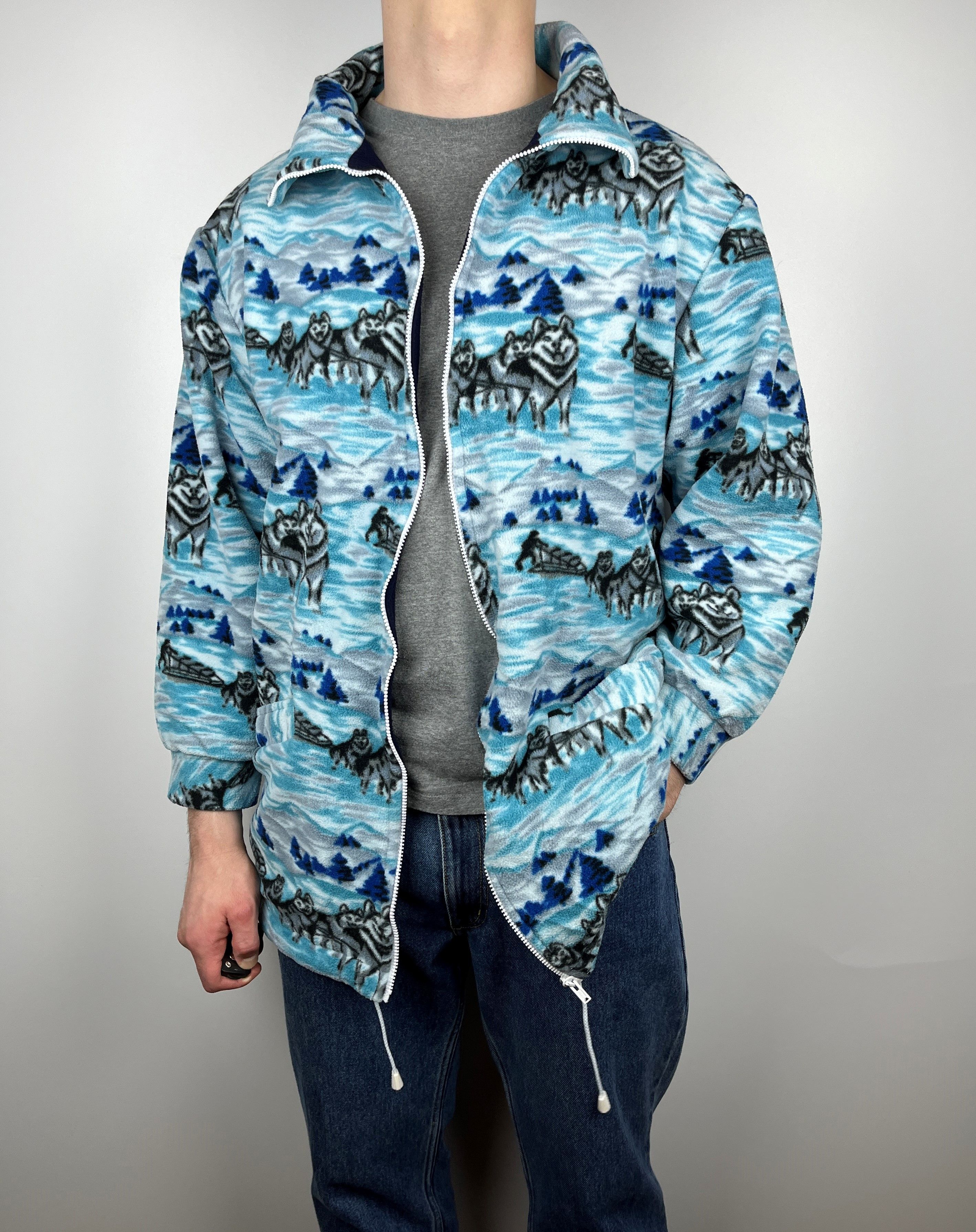 Vintage Husky Mountain Winter Pattern Ski Full Zip Fleece Jacket Size US S / EU 44-46 / 1 - 6 Thumbnail