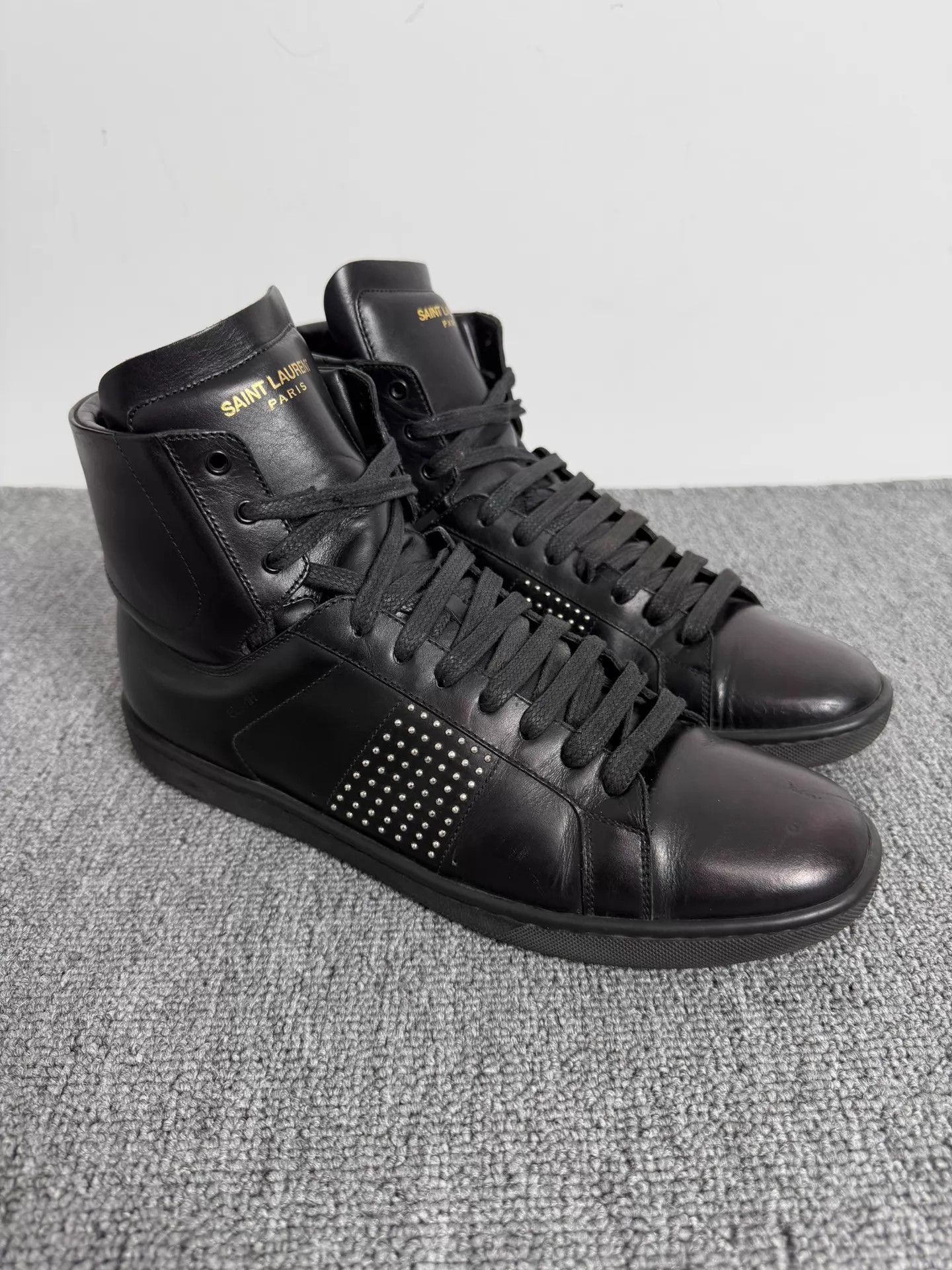 Saint Laurent Paris Saint Laurent 13FW SLP Black High-Top 40.5 Silver Rivets Size US 7.5 / EU 40-41 - 1 Thumbnail