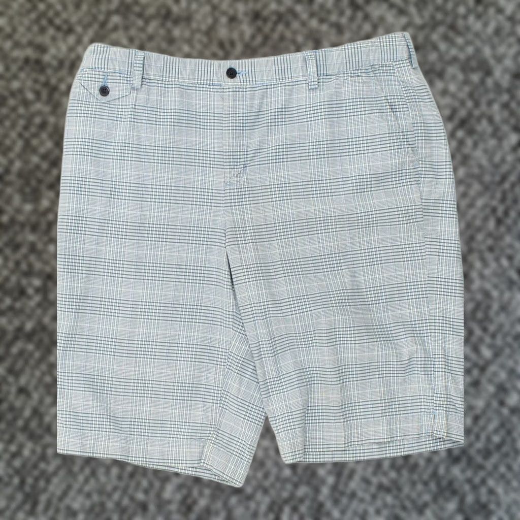 Eddie Bauer Eddie Bauer Womens Chino Shorts Blue Check Cotton US 16 2XL W38 Size 40" / US 18 - 1 Thumbnail
